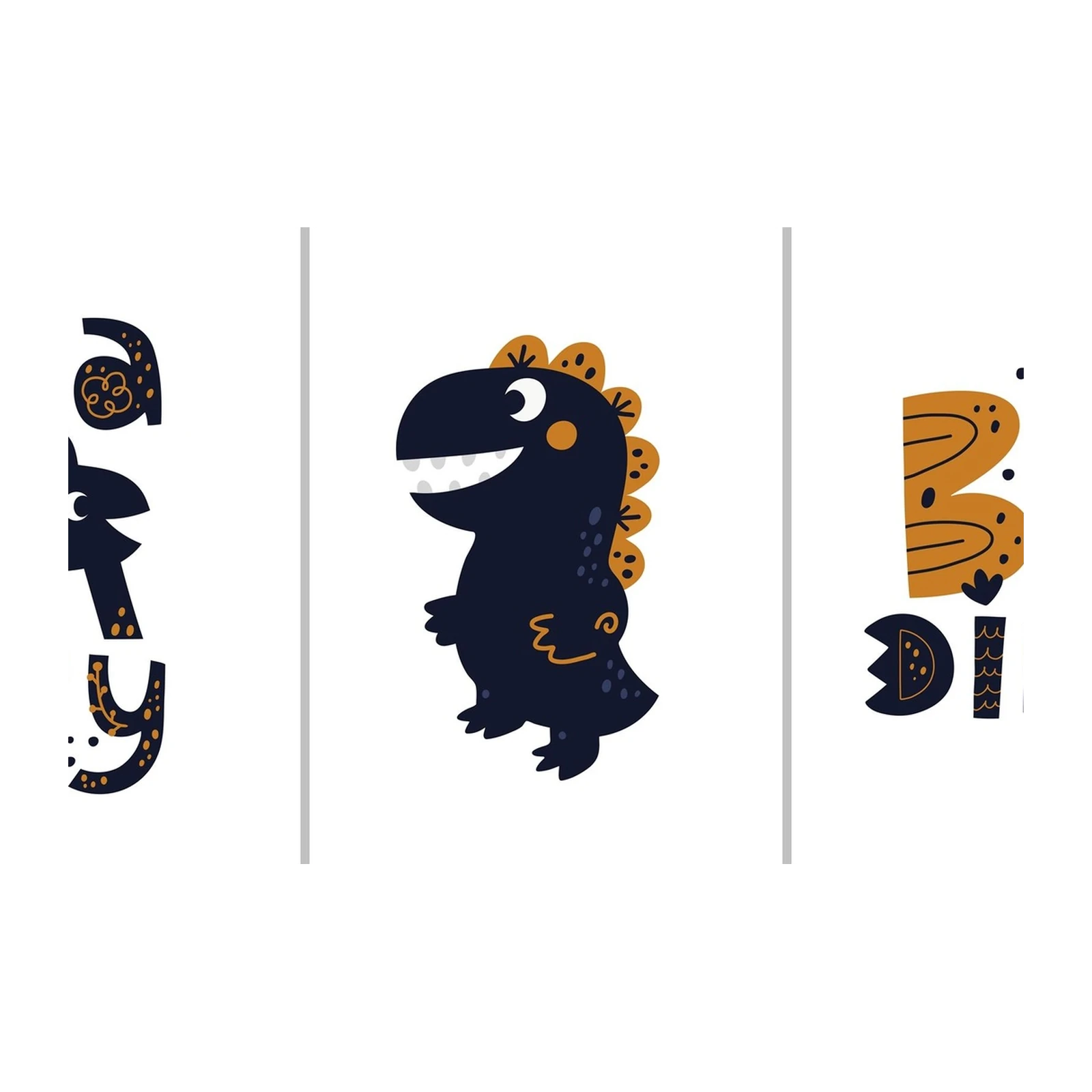 Cute Dinosaur & Party Typography Wall Art