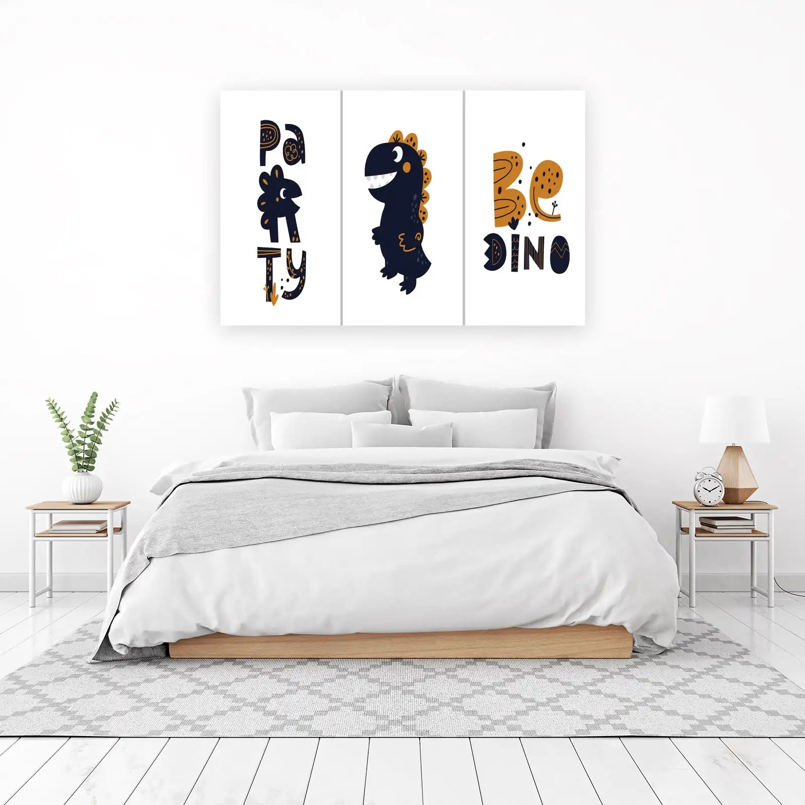 Cute Dinosaur & Party Typography Wall Art