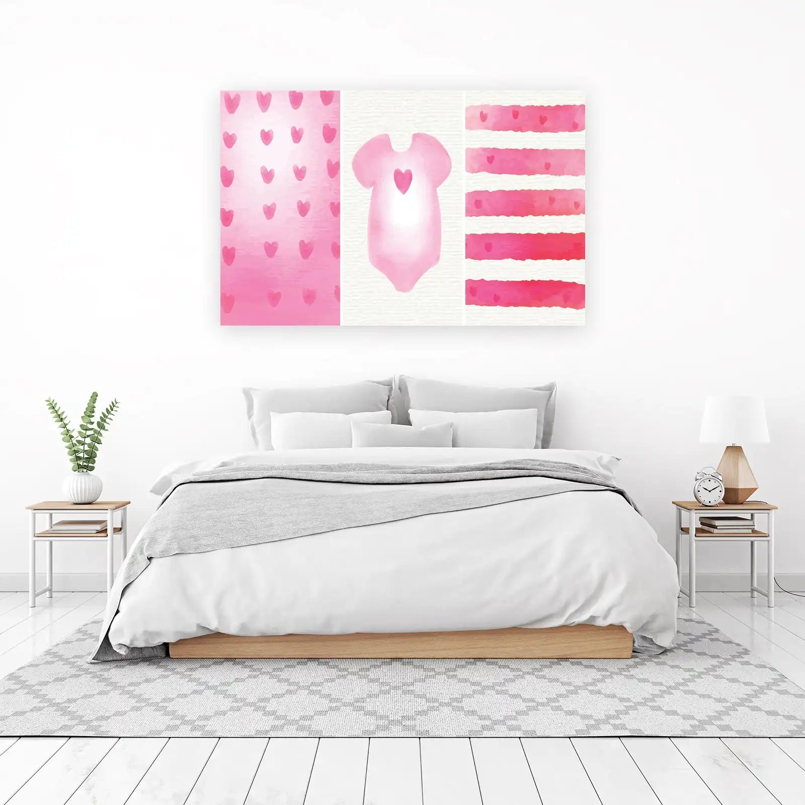 Sweet Hearts Baby Bodysuit & Stripes Wall Art