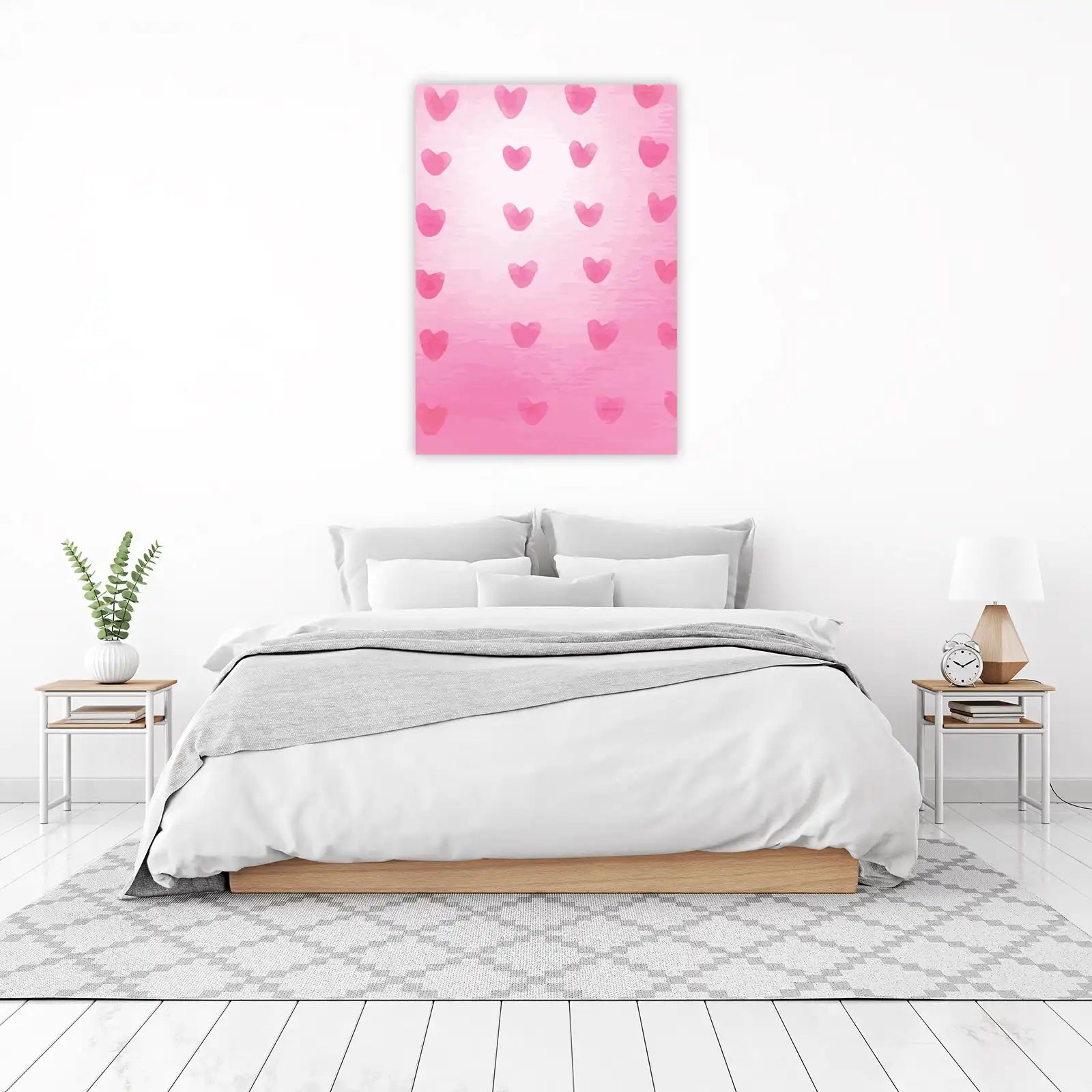 Charming Pink Hearts Pattern Wall Art