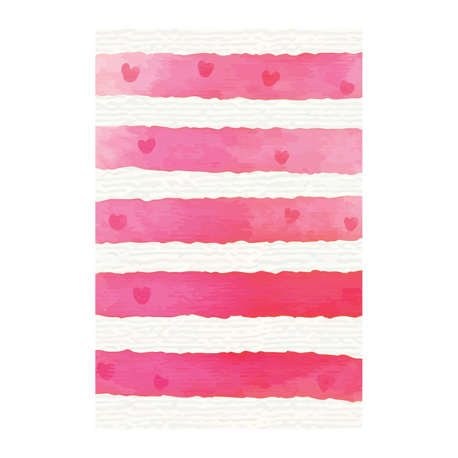 Charming Pink Hearts Striped Watercolour Wall Art