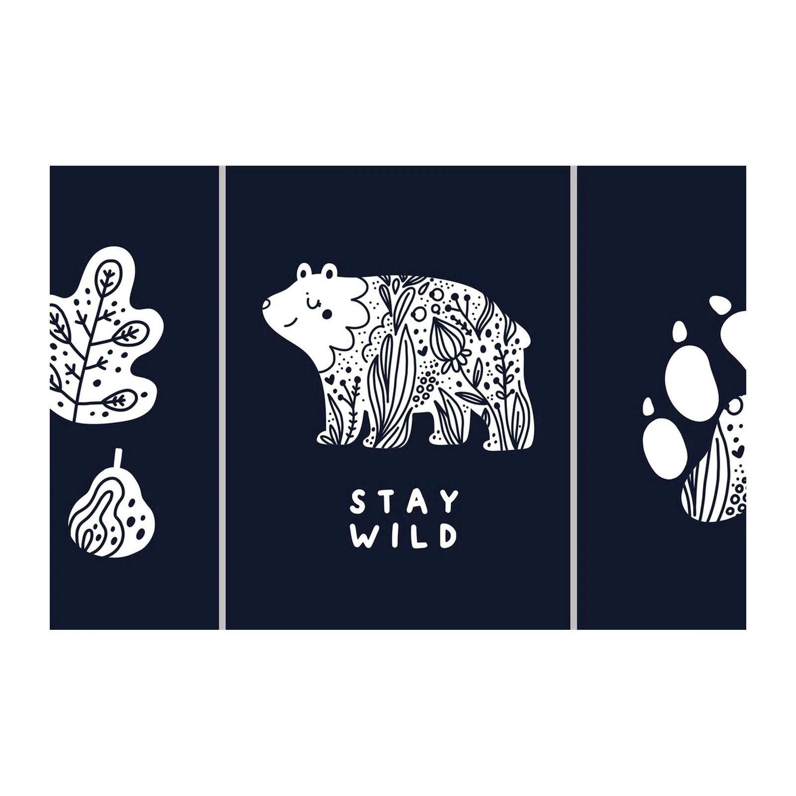 Boho Bear & Paw Botanical Wall Art