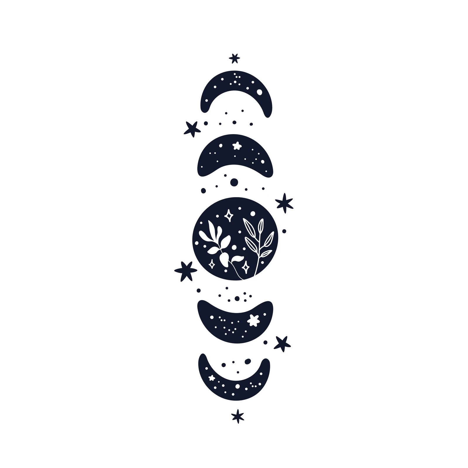 Celestial Moon Phases & Botanical Art Wall Art