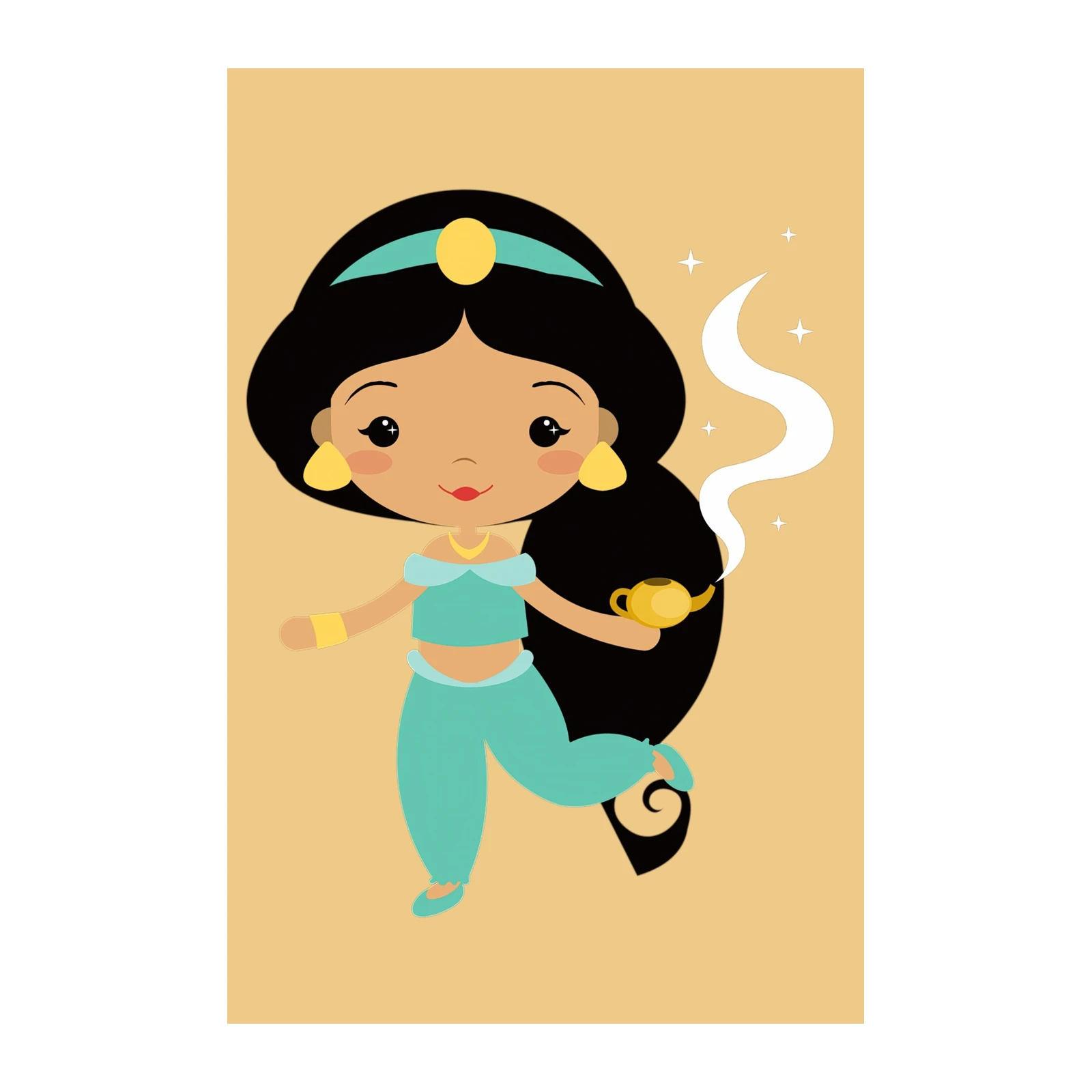 Cute Princess Jasmine with Magic Lamp Wall Art