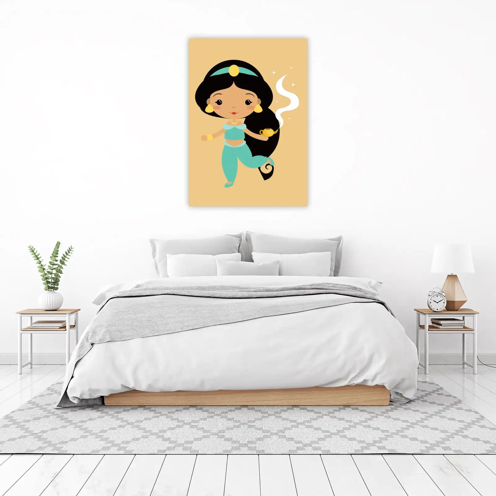 Cute Princess Jasmine with Magic Lamp Wall Art