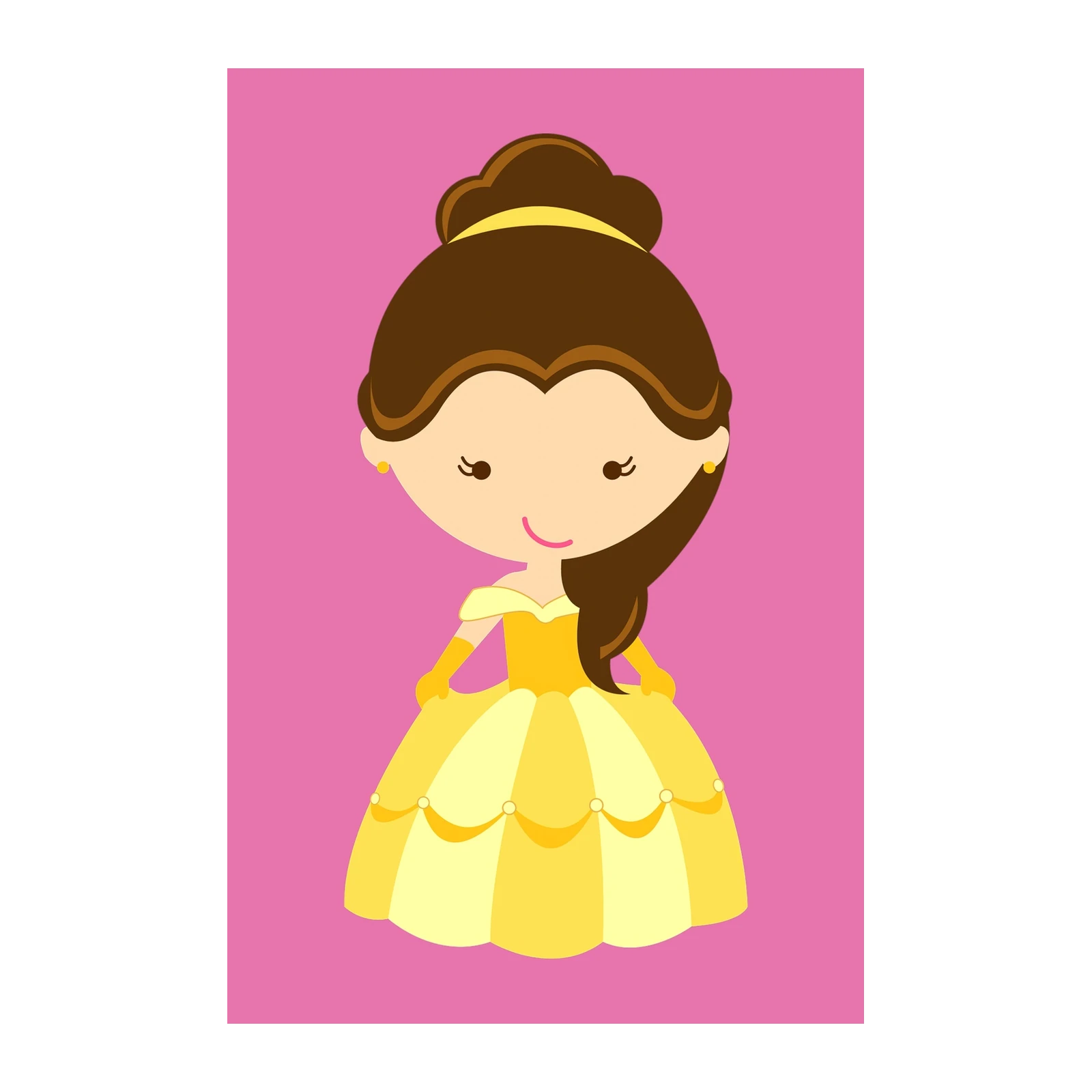 Cute Princess Belle Yellow Dress Wall Art
