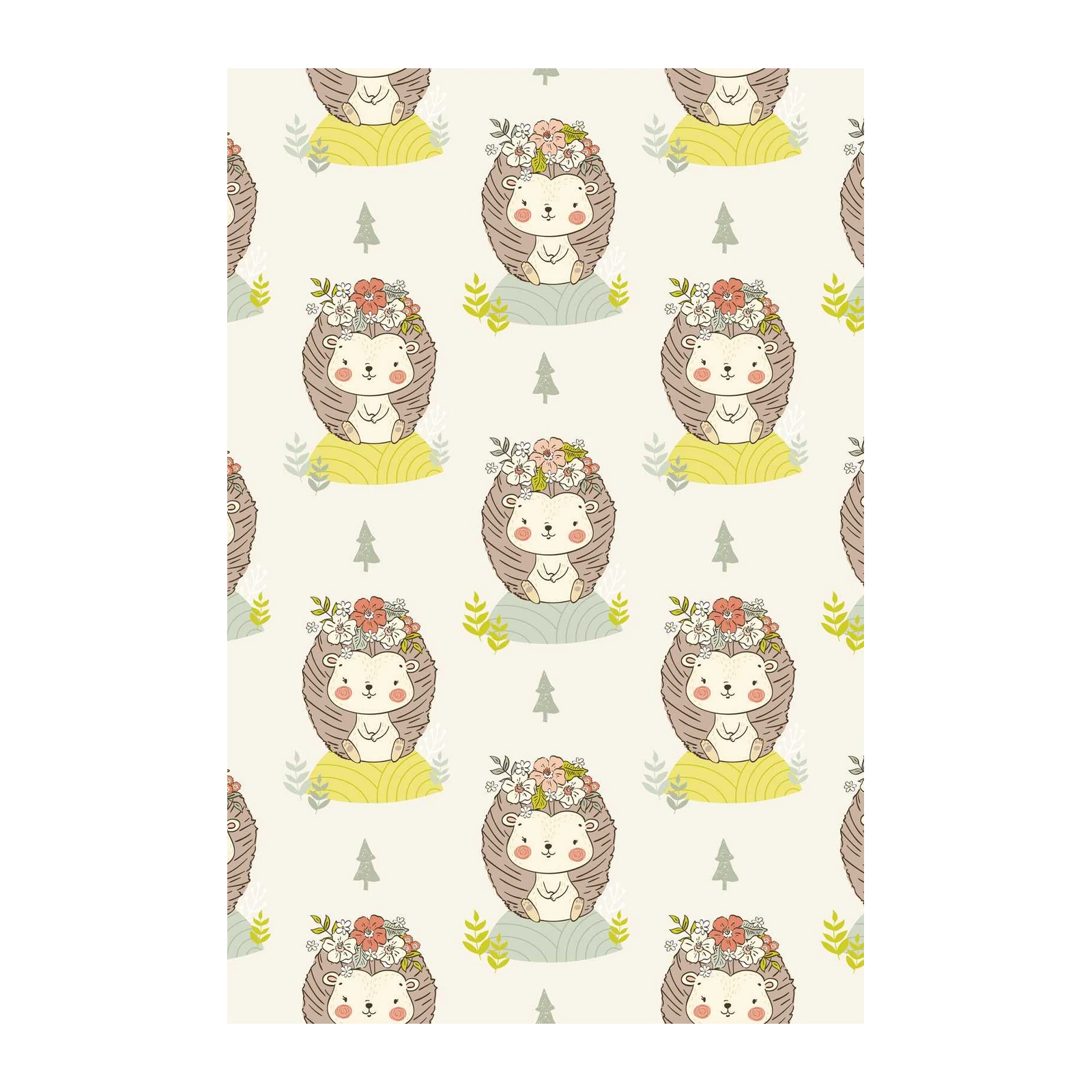 Cute Hedgehog Floral Delight Wall Art