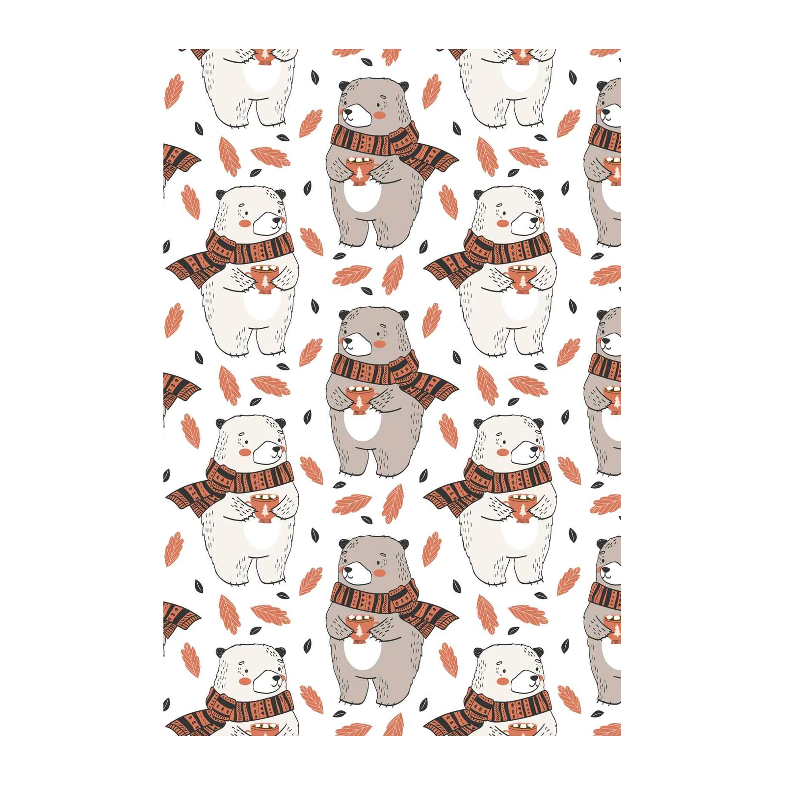 Cozy Bear Autumn Leaves Wall Art