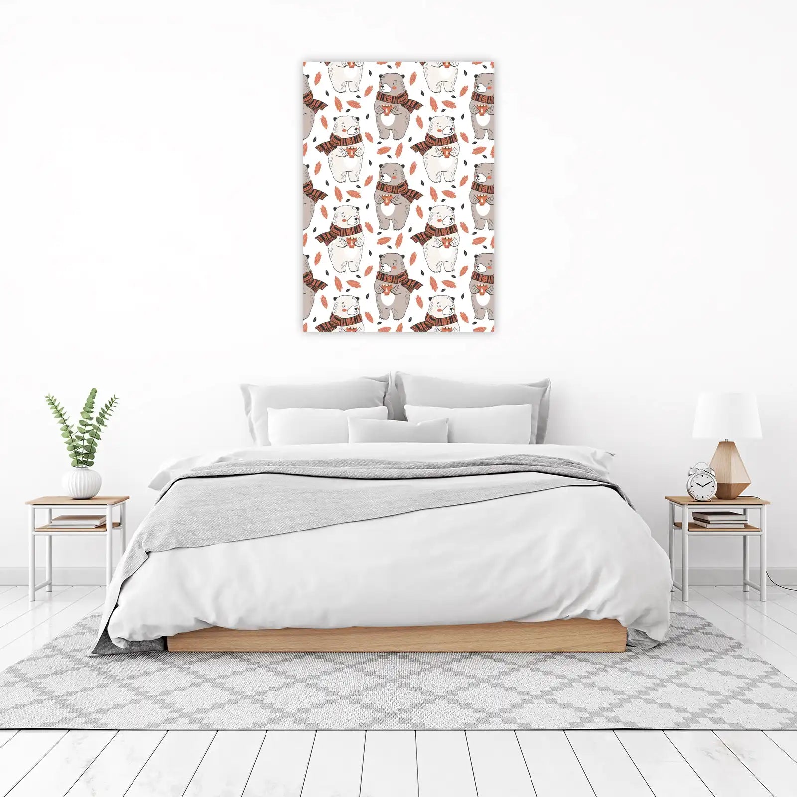 Cozy Bear Autumn Leaves Wall Art