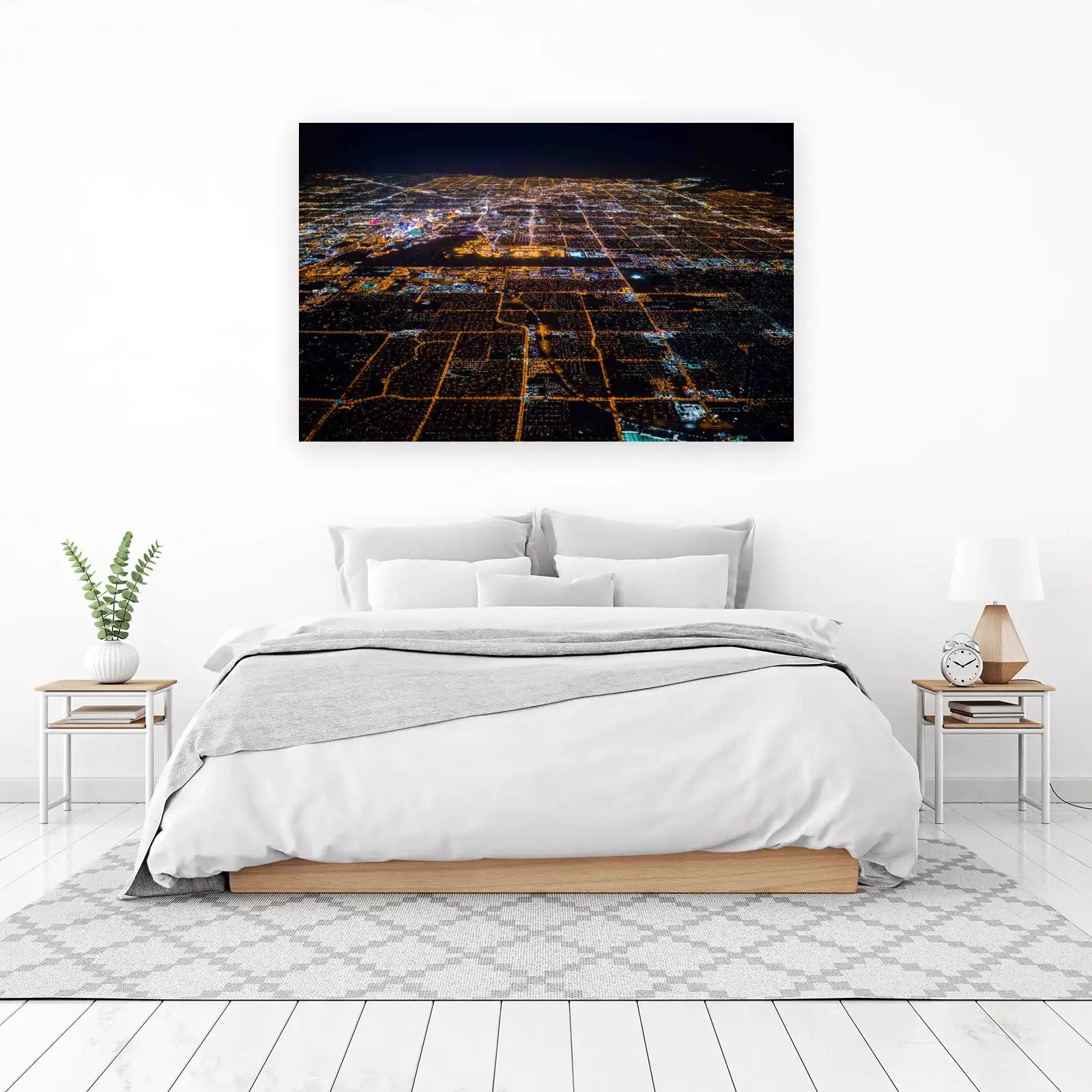 Cityscape at Night Aerial Wall Art