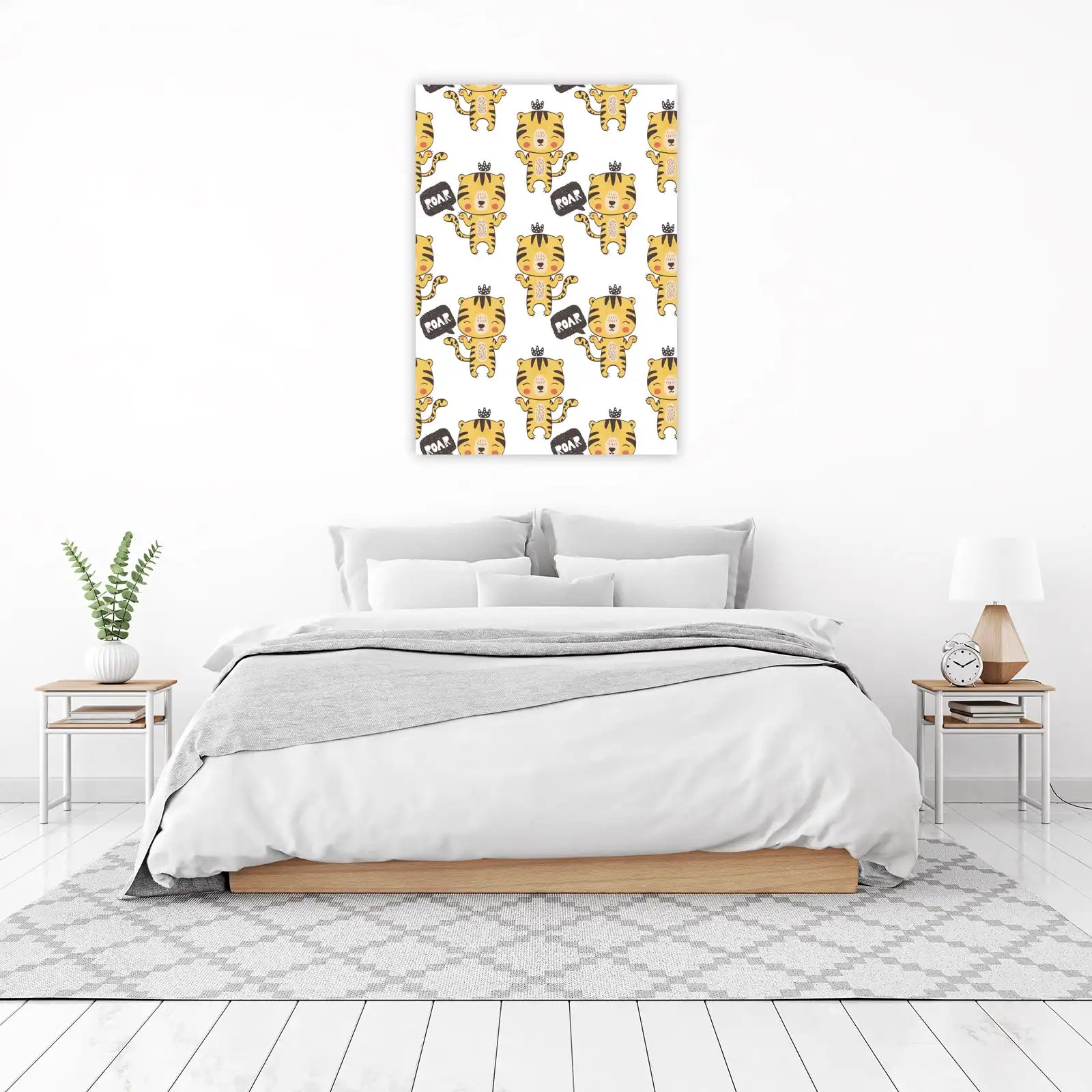 Cute Roaring Tiger King Wall Art for Kids Room
