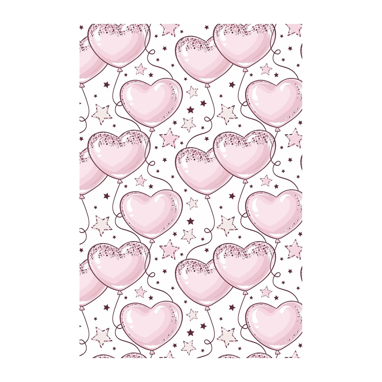 Whimsical Pink Heart Balloons Wall Art