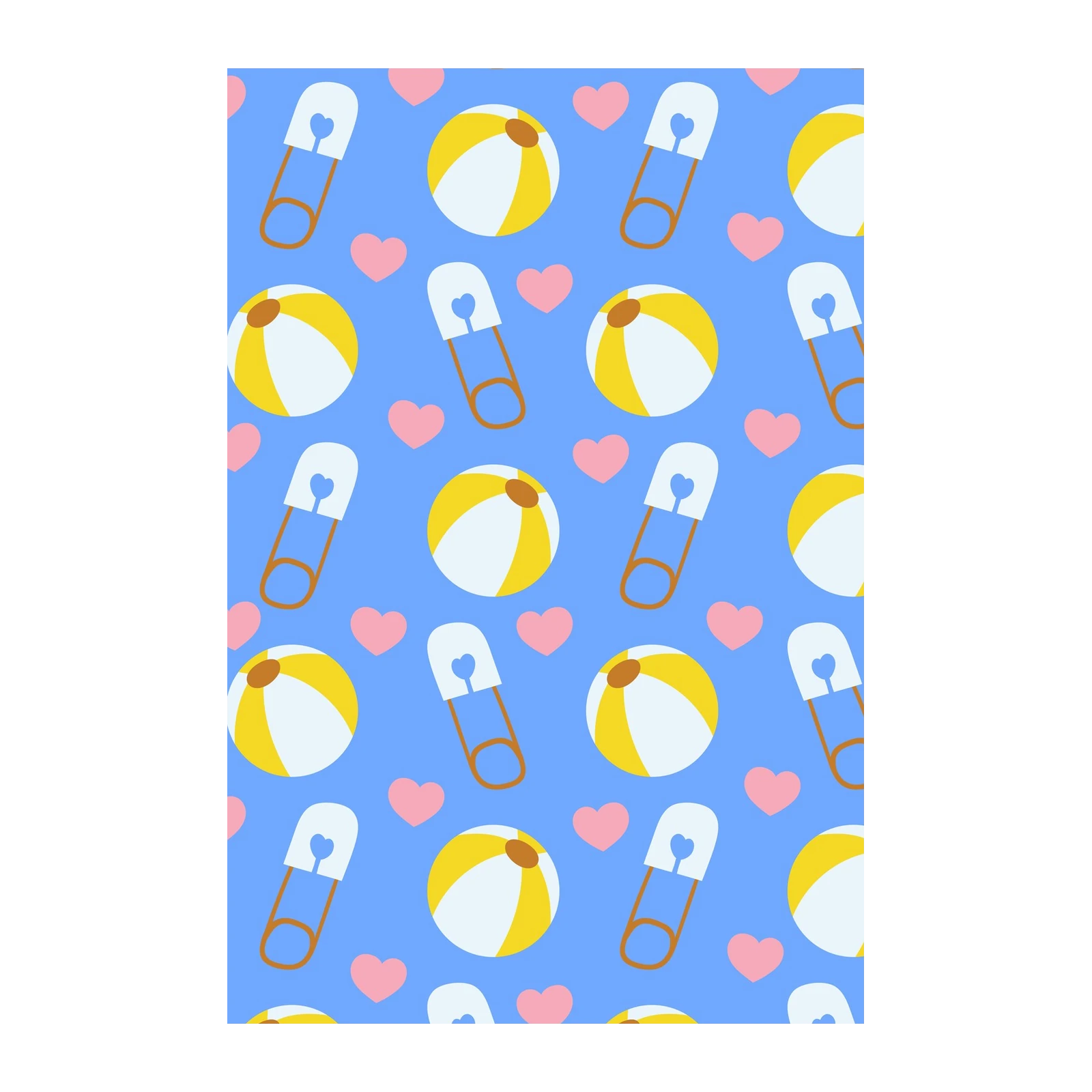 Cute Baby & Beach Ball Pattern Wall Art