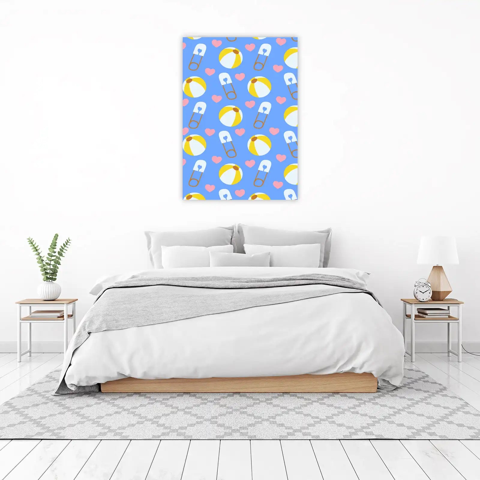 Cute Baby & Beach Ball Pattern Wall Art