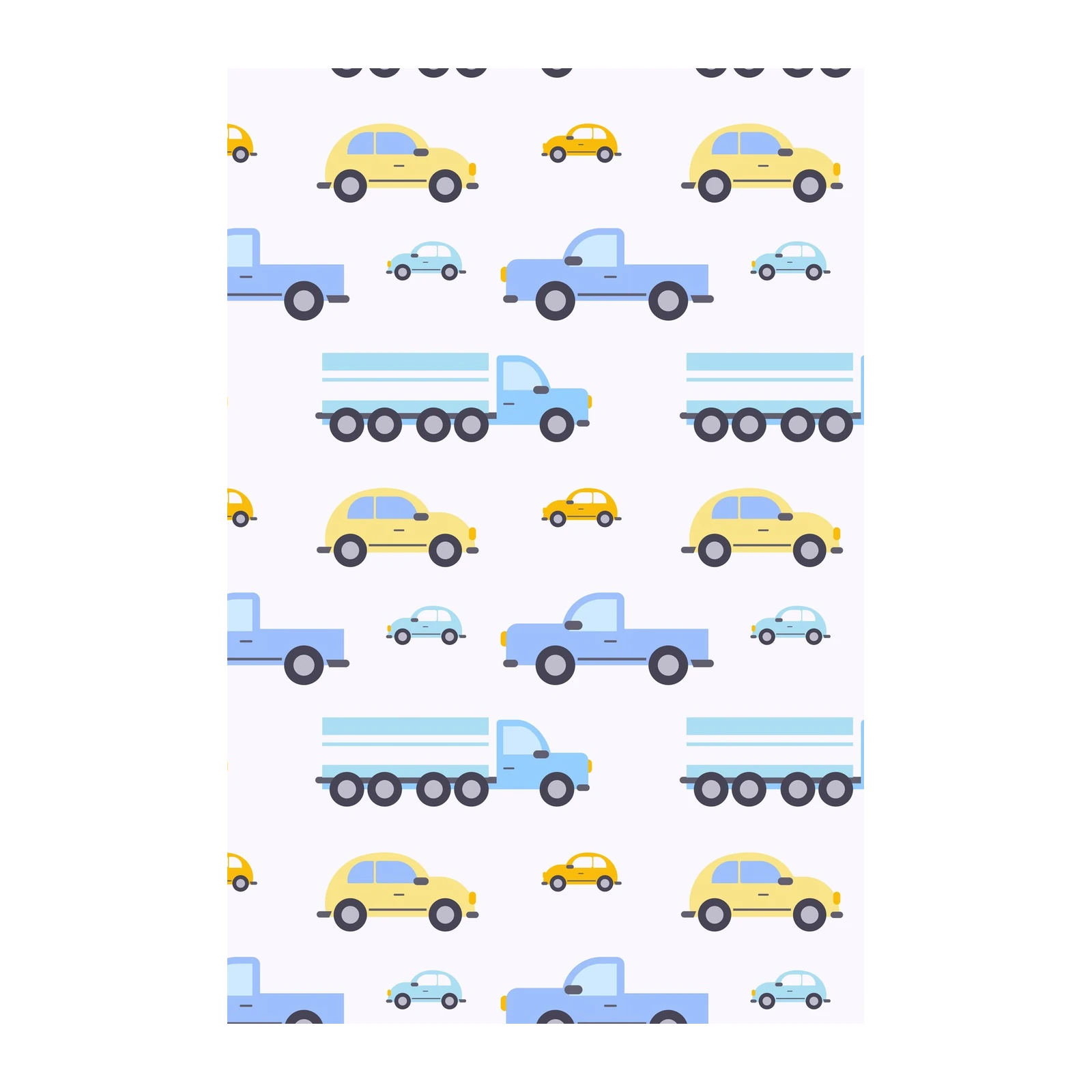 Cute Cars & Trucks Playful Pattern Wall Art
