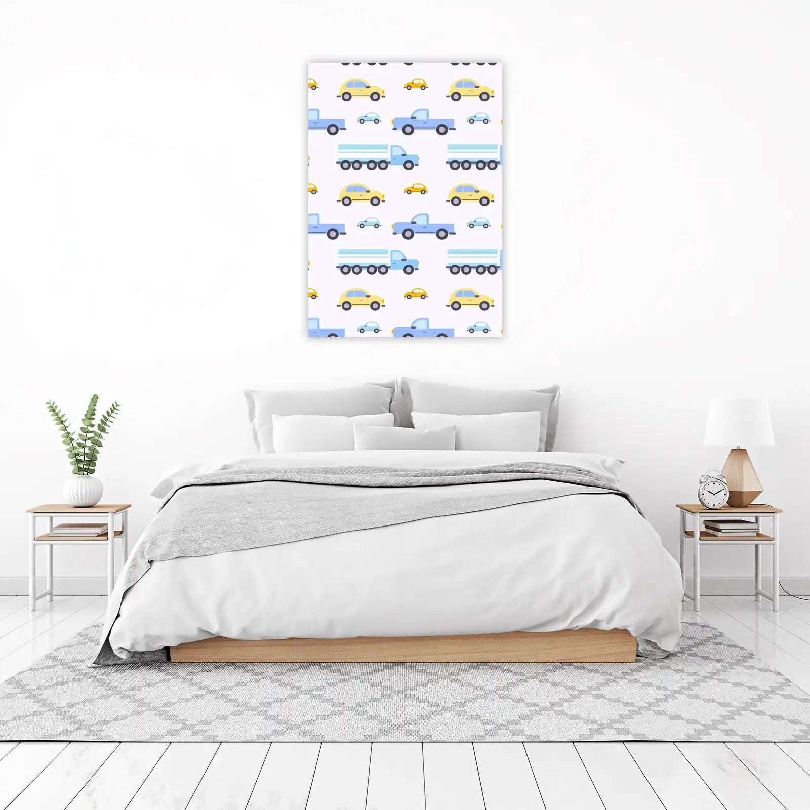 Cute Cars & Trucks Playful Pattern Wall Art