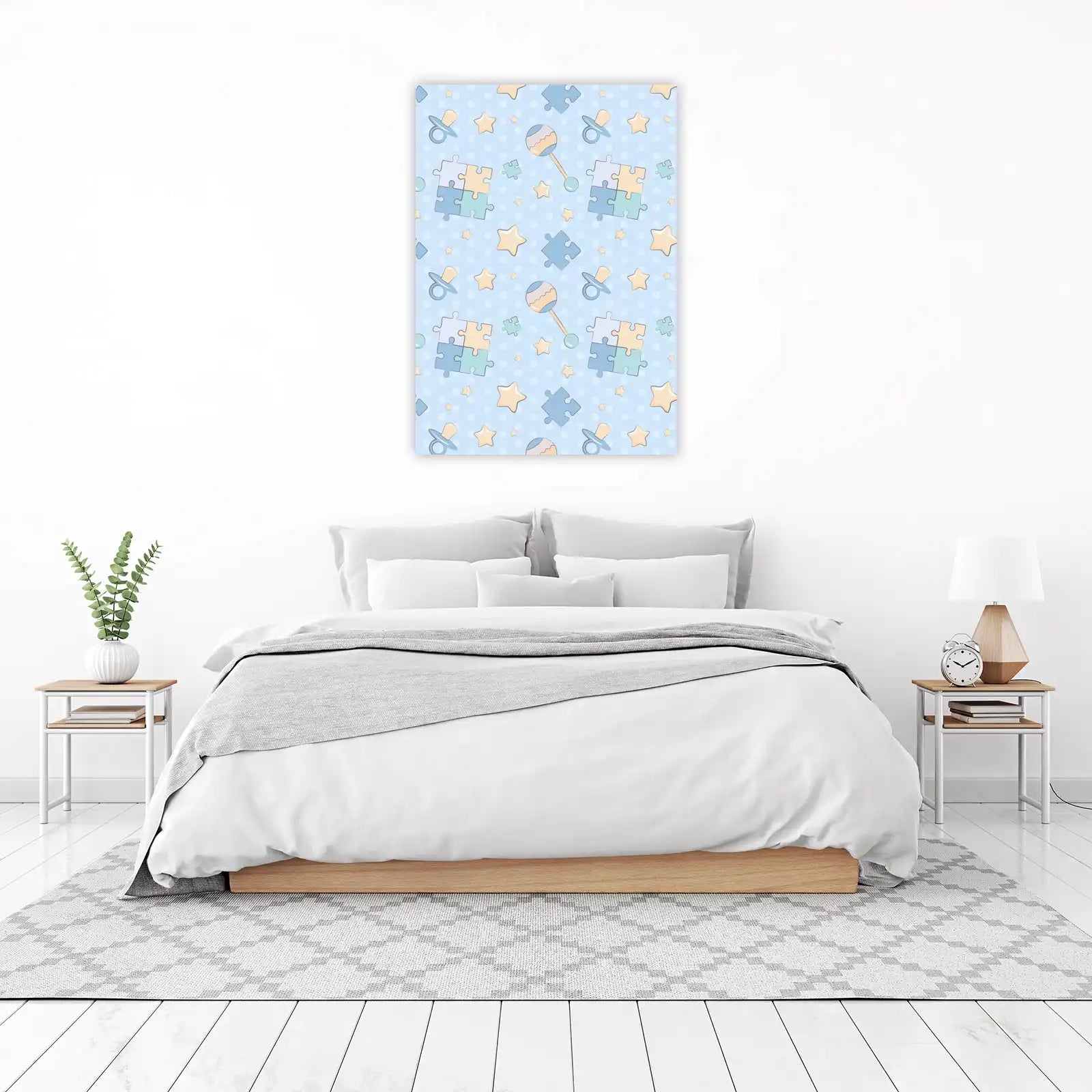 Adorable Baby Toys & Stars Pattern Wall Art