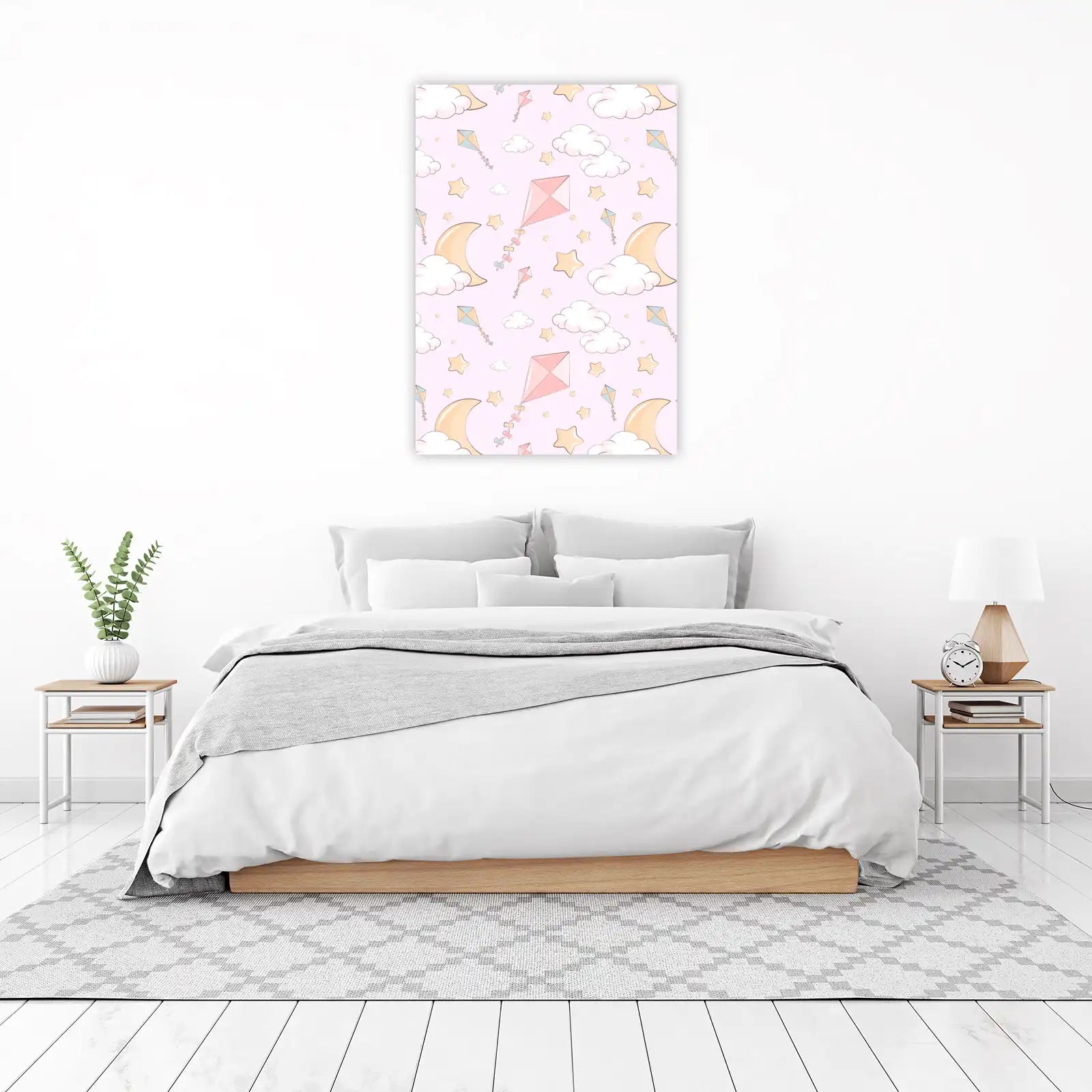 Whimsical Kite & Moon Nursery Wall Art