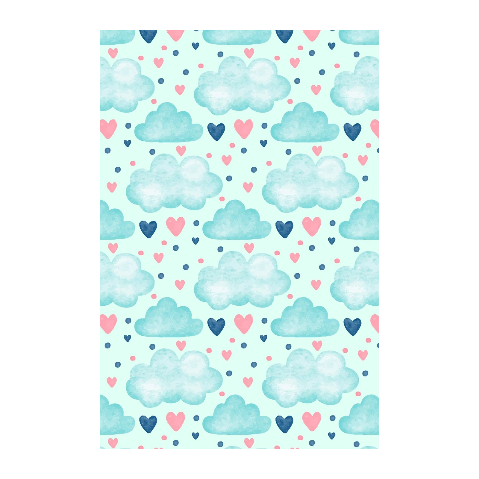 Whimsical Cloud & Heart Pattern Wall Art