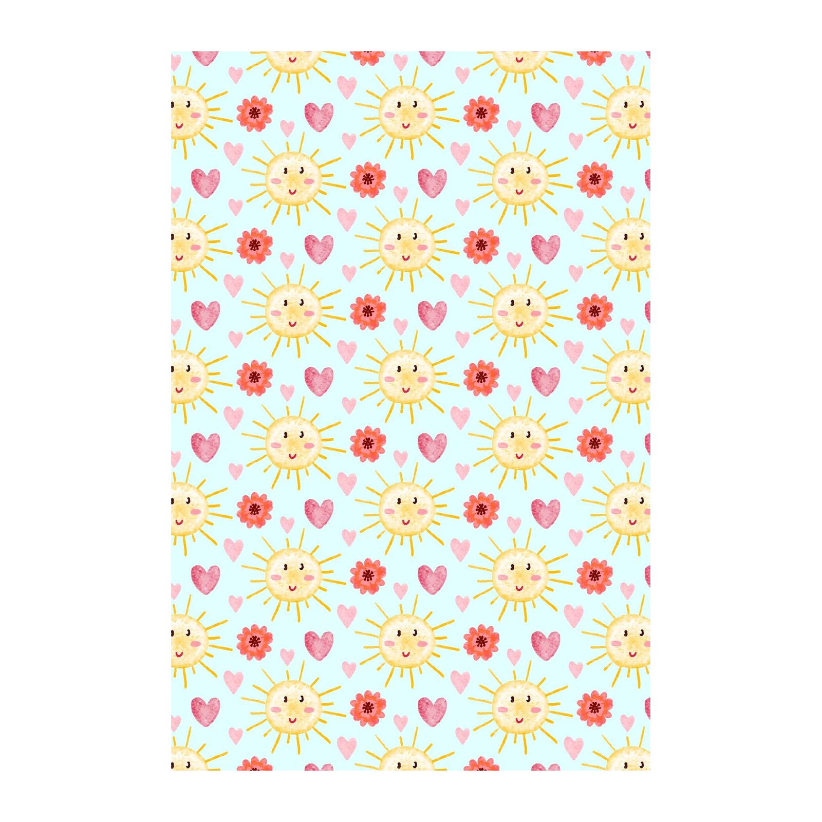 Happy Sun & Hearts Watercolor Wall Art