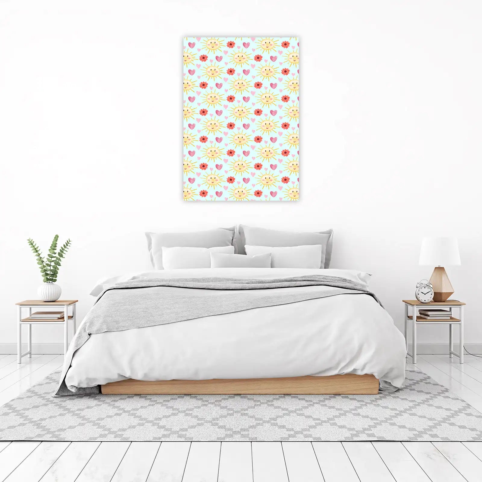Happy Sun & Hearts Watercolor Wall Art