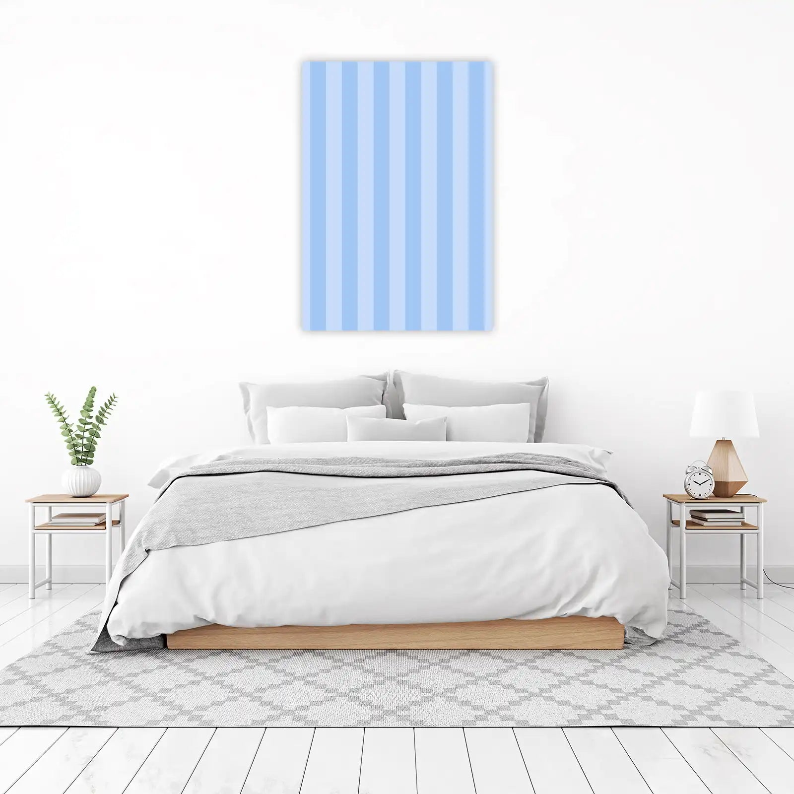 Serene Blue Stripes Modern Abstract Wall Art