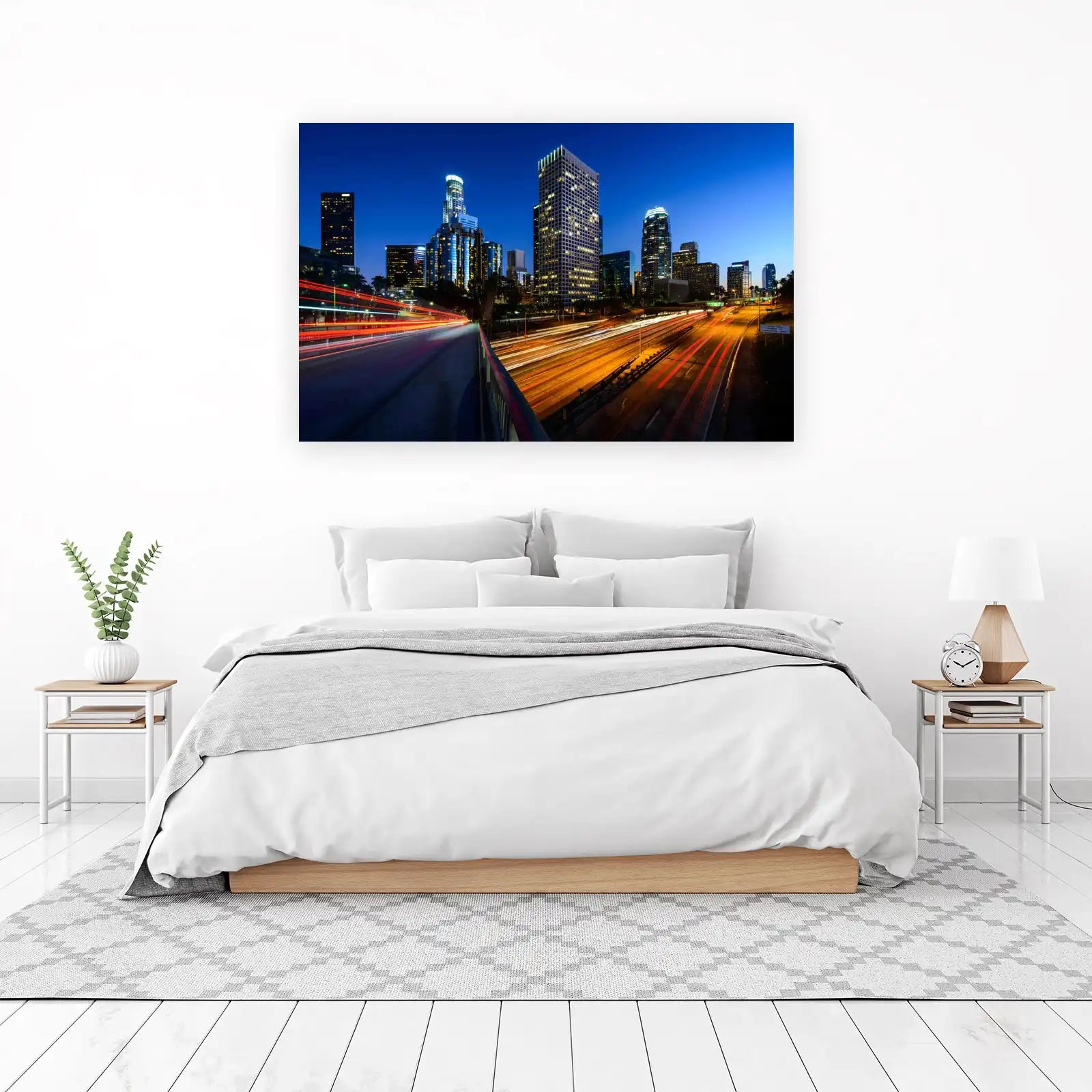 Dynamic LA Skyline at Night Wall Art