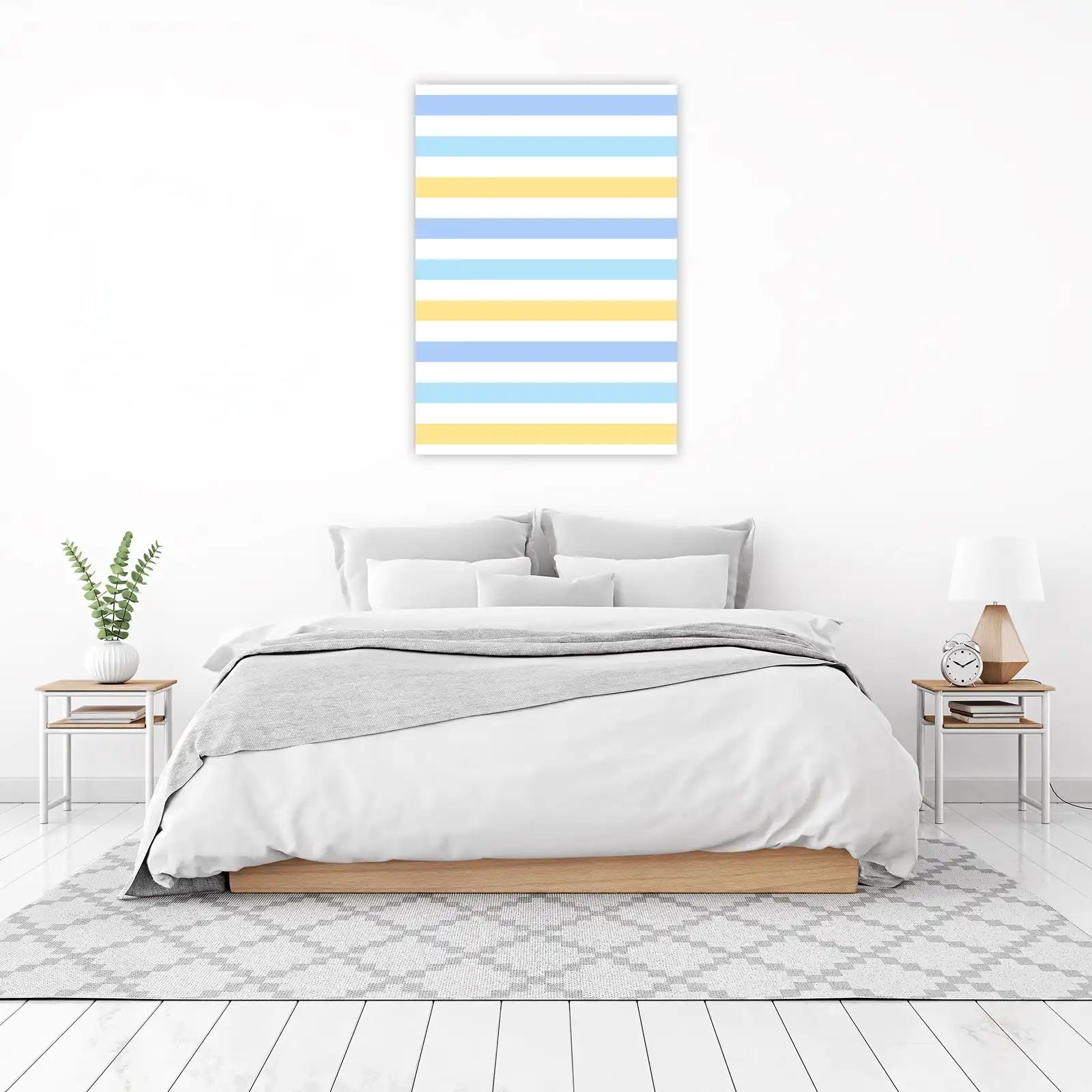 Soothing Stripes Blue Yellow Modern Art Wall Art