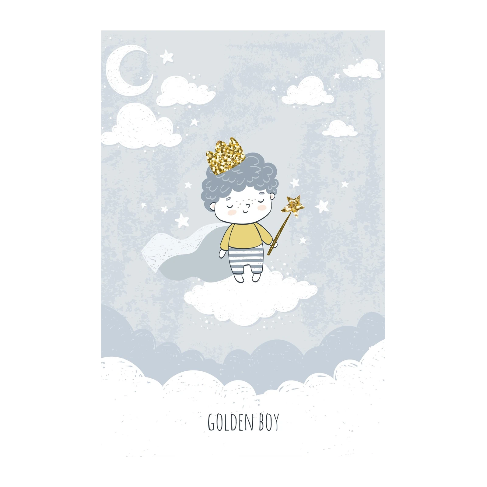 Golden Boy Cloud Dream Wall Art | Nursery Art
