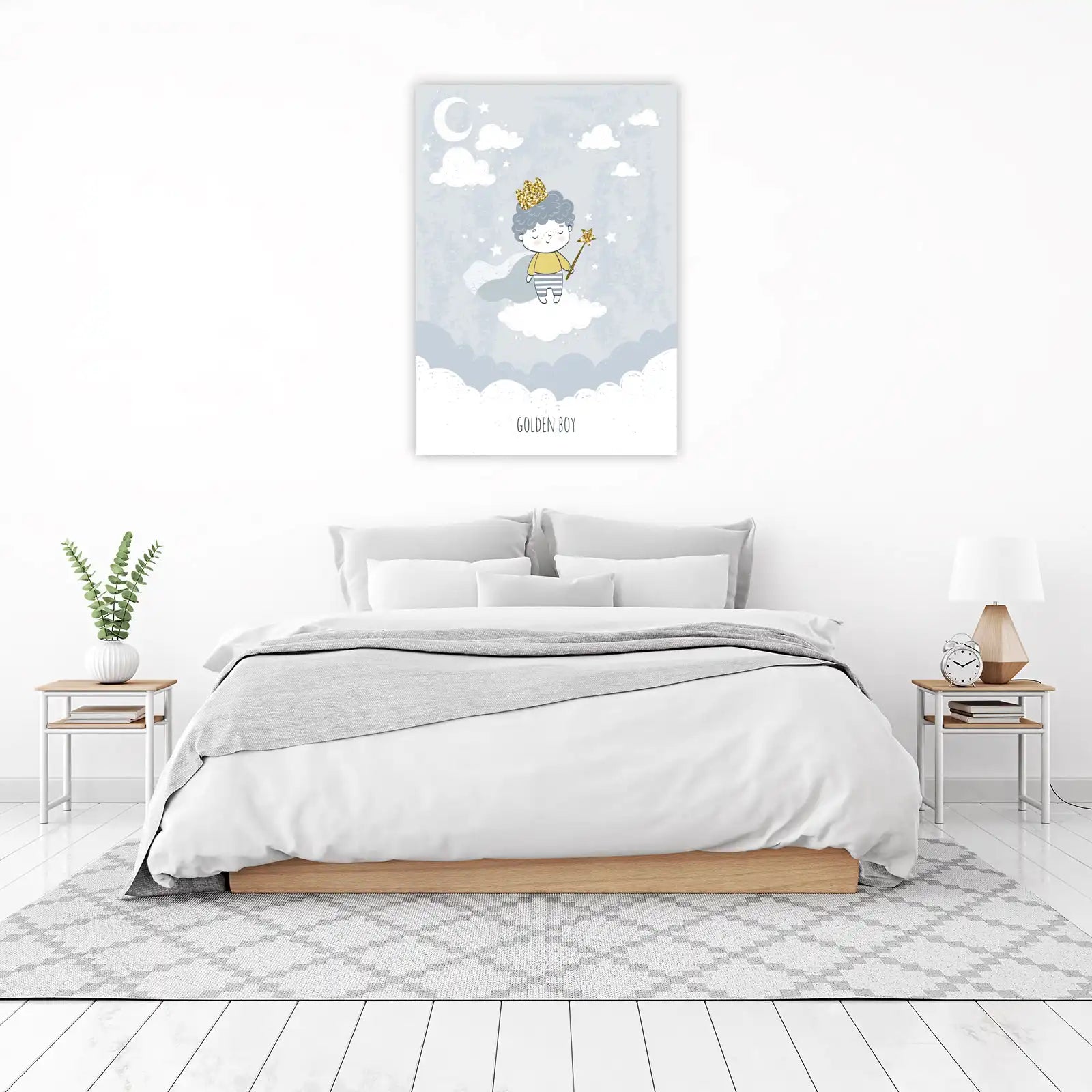 Golden Boy Cloud Dream Wall Art | Nursery Art