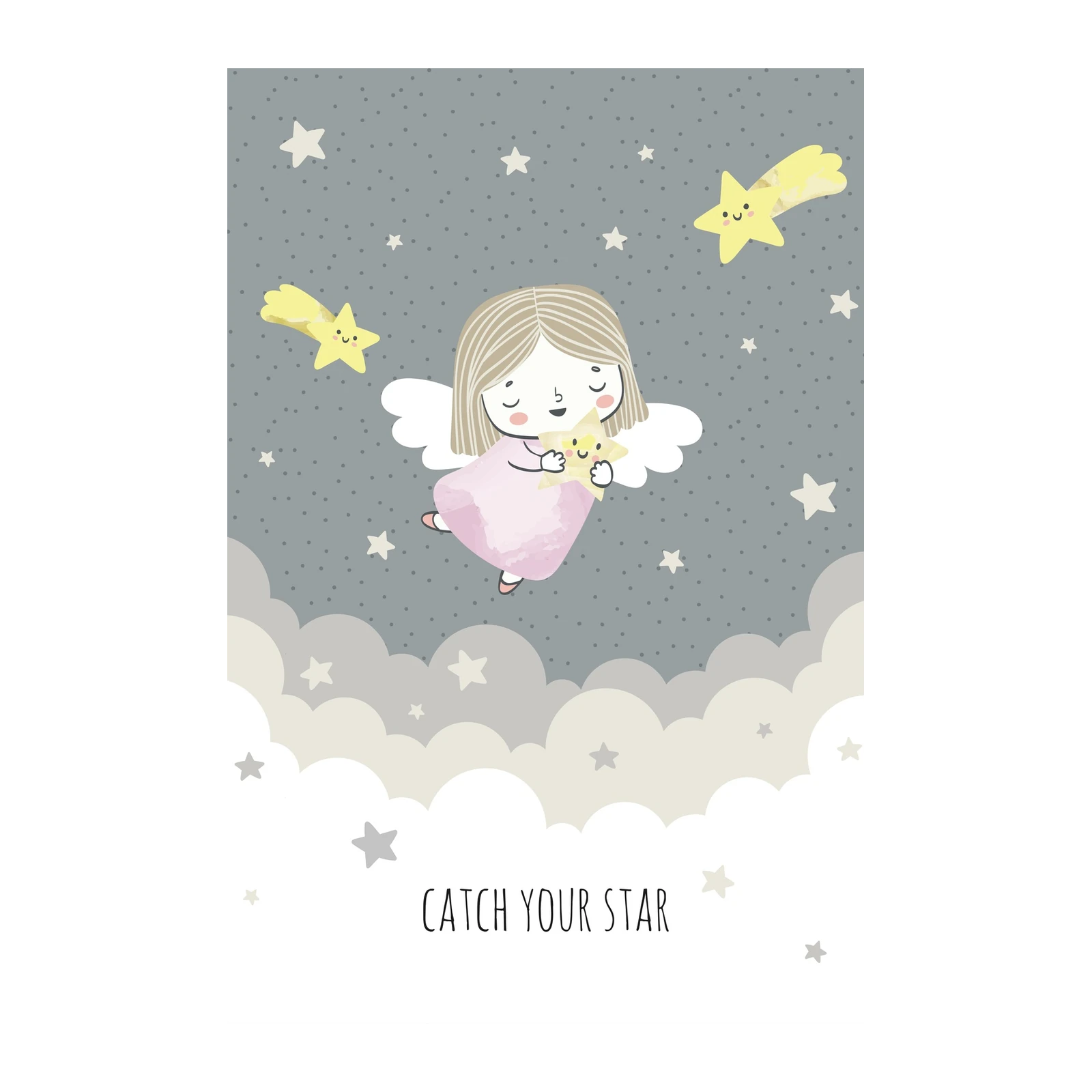 Dreamy Angel & Stars Wall Art