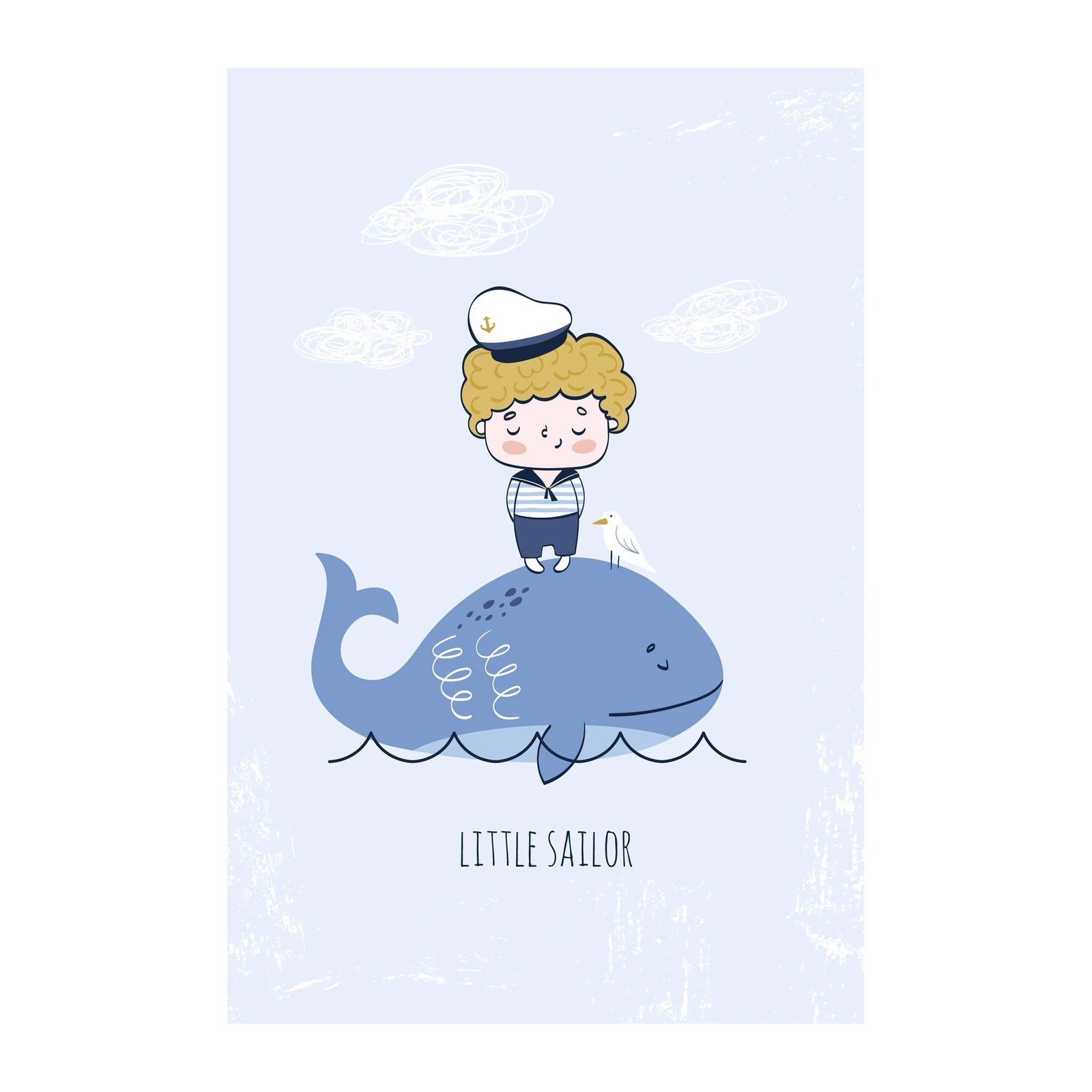 Little Sailor & Whale Wall Art - Nautical Nursery Art
