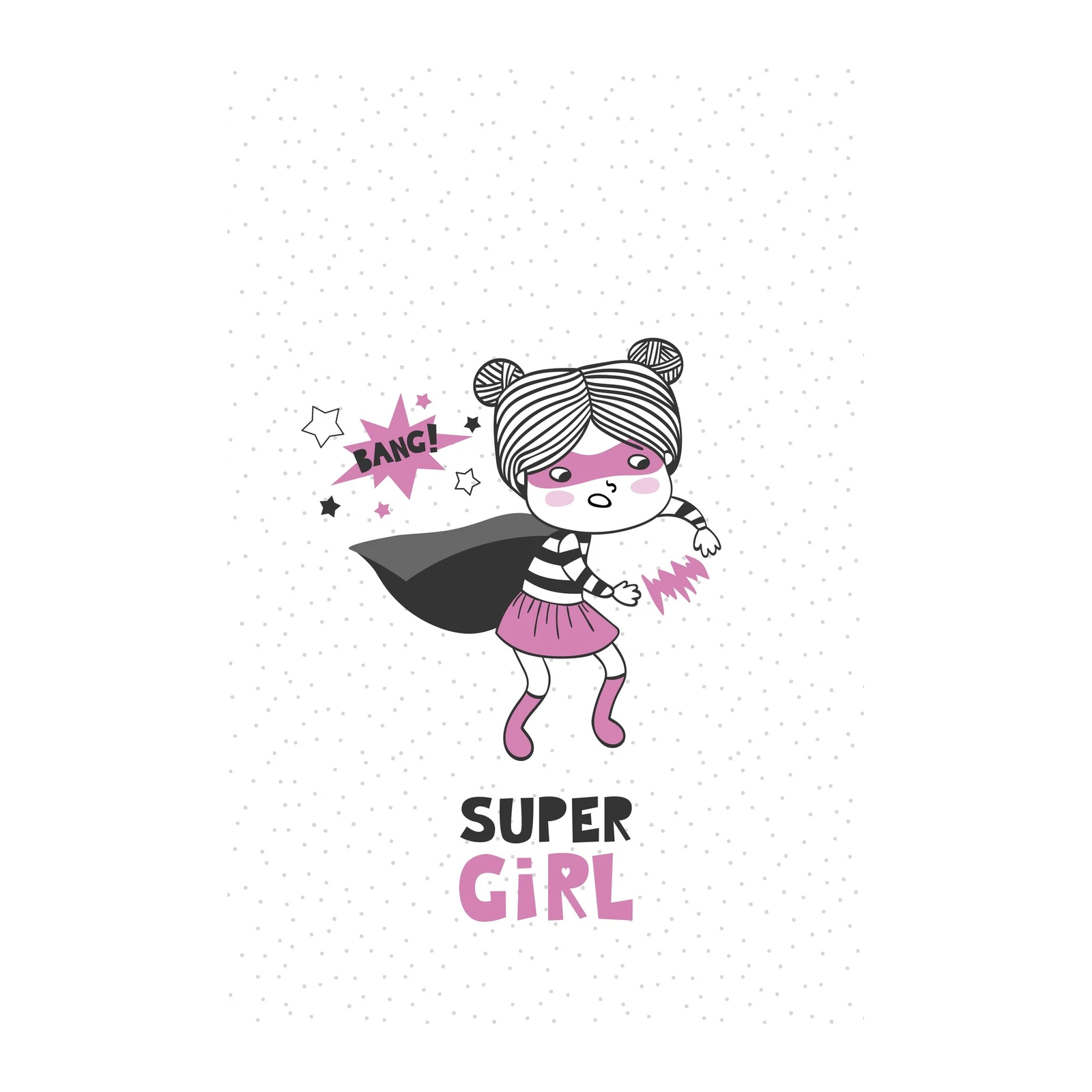 Cute Super Girl "Bang!" Wall Art for Kids' Rooms