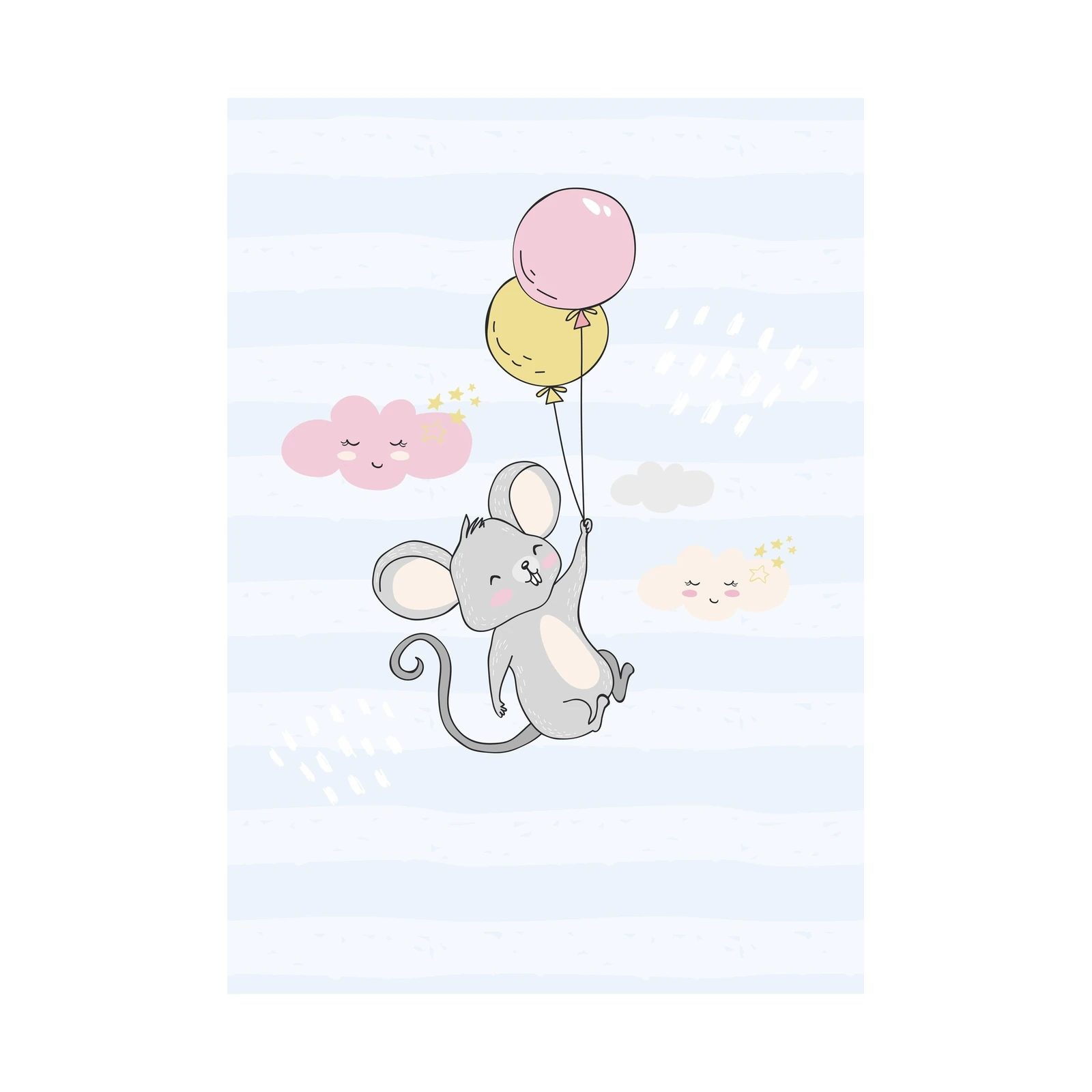 Adorable Mouse Balloon Adventure Wall Art