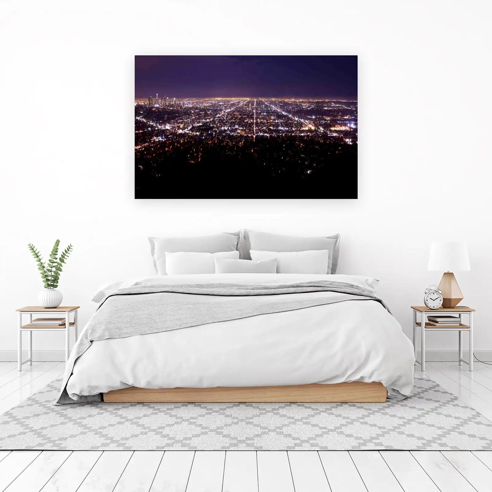 Los Angeles Cityscape Night View Wall Art