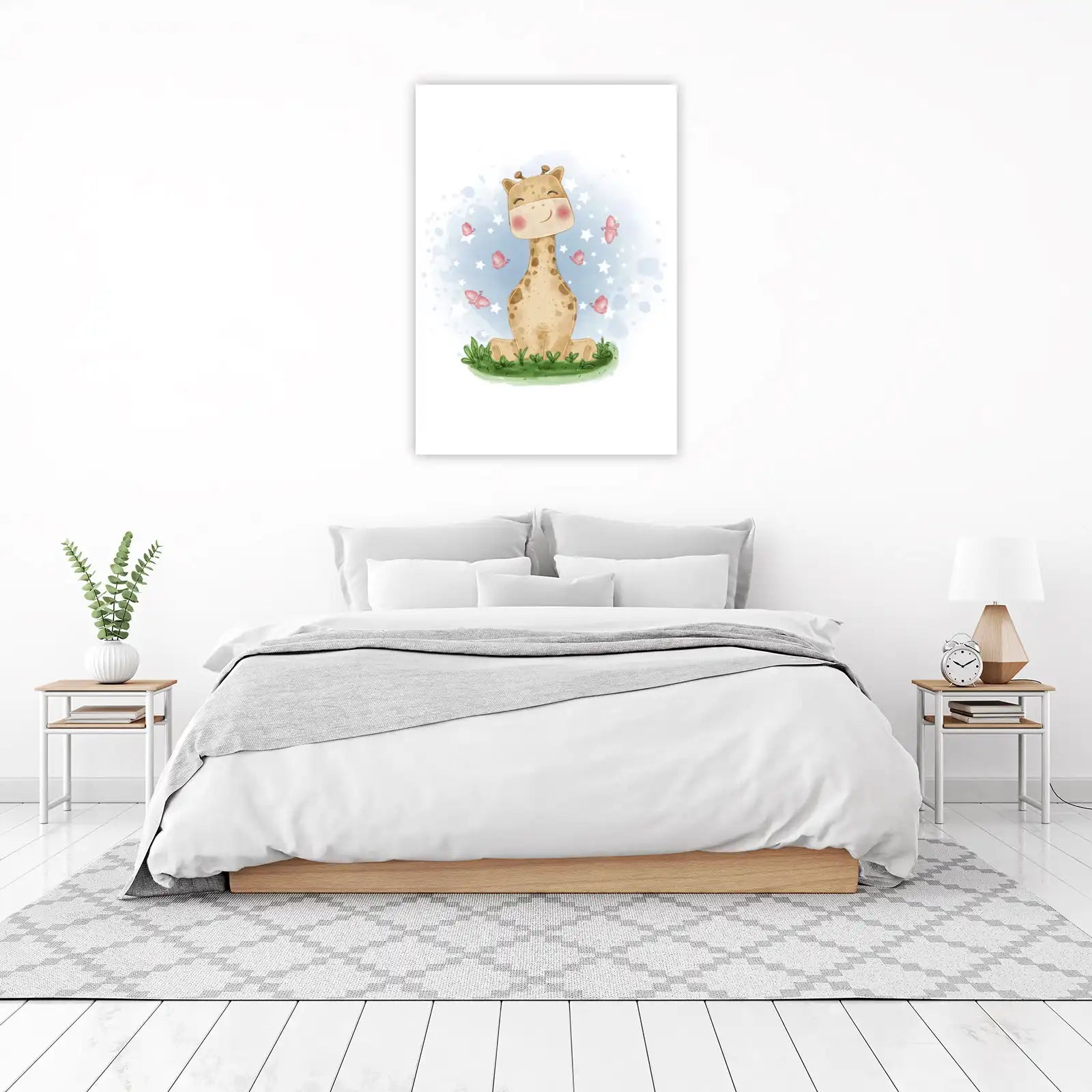 Cute Giraffe & Butterflies Nursery Art Wall Art