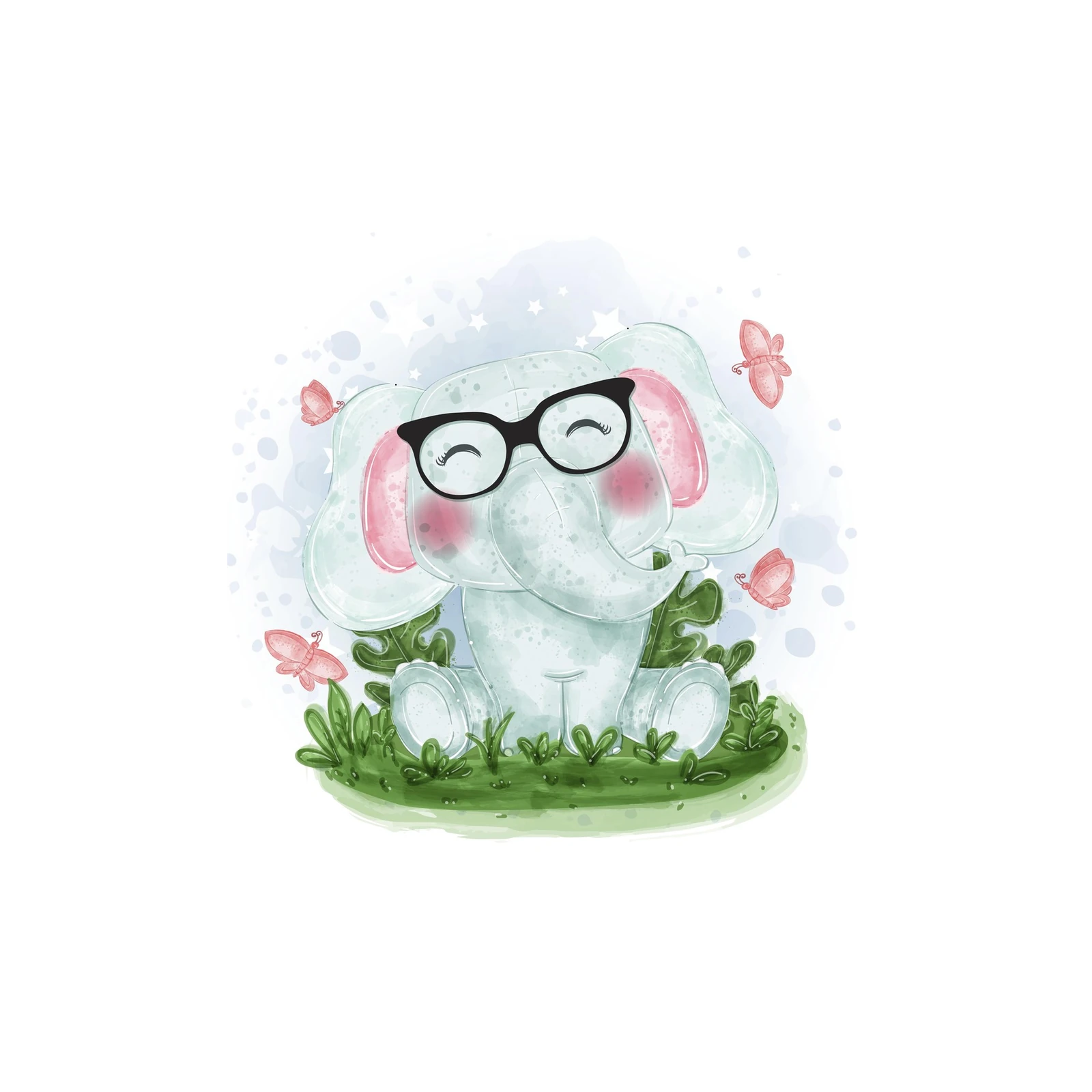 Cute Geeky Elephant Wall Art Wall Art