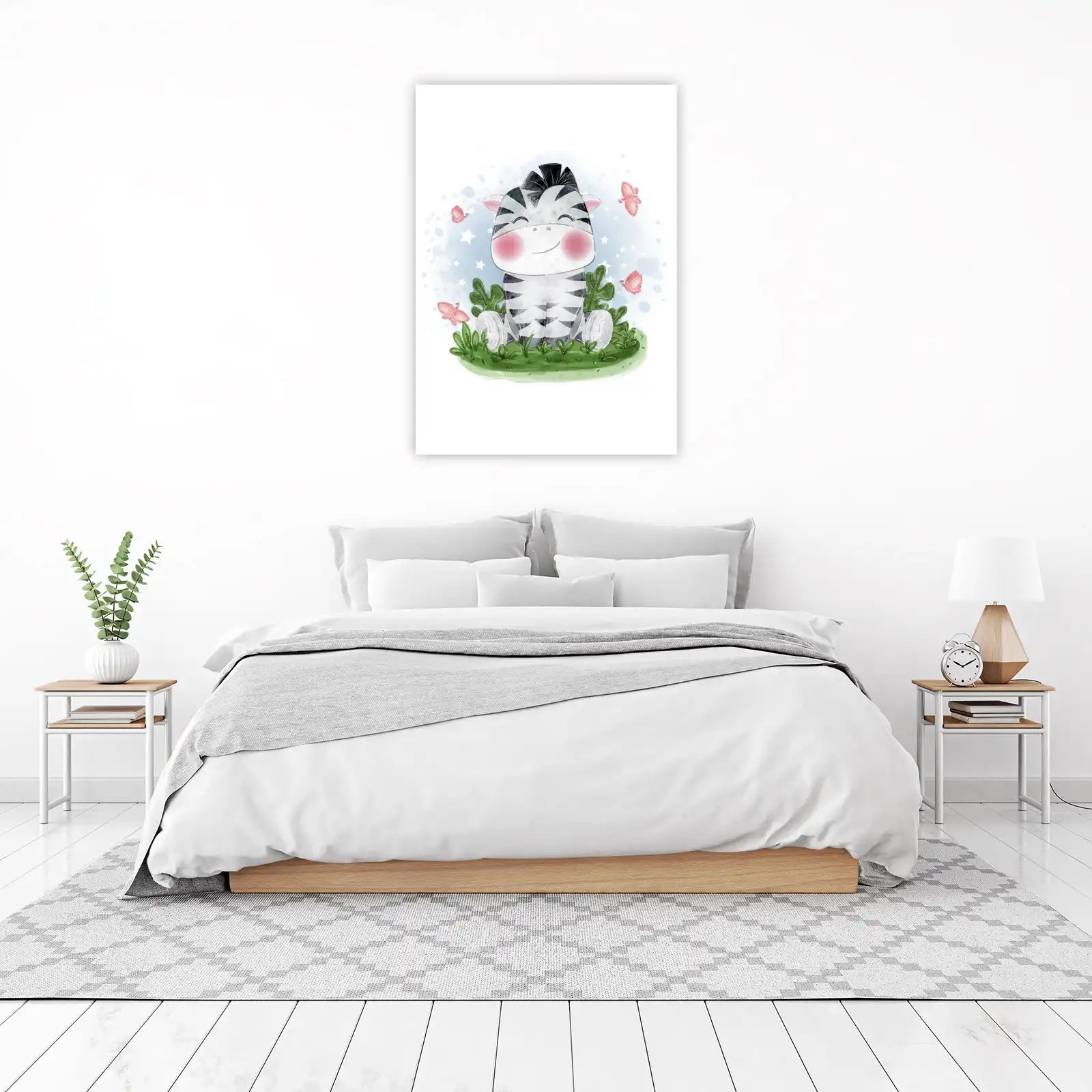 Cute Zebra & Butterflies Nursery Wall Art