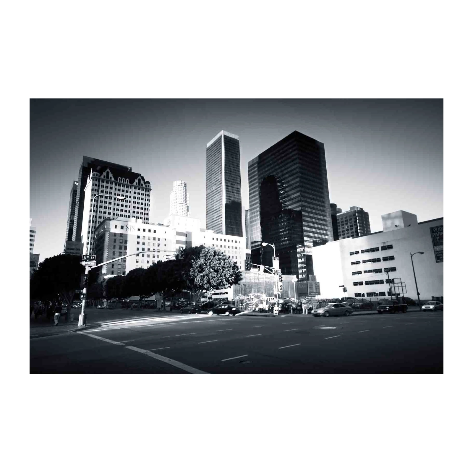 Downtown LA Skyline Black and White Wall Art
