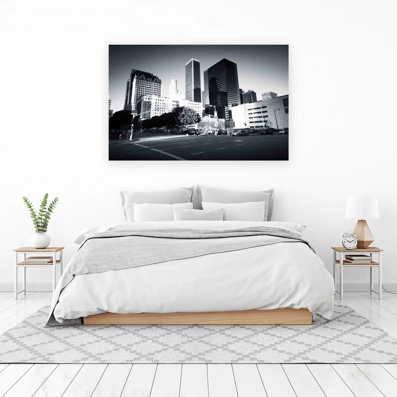 Downtown LA Skyline Black and White Wall Art