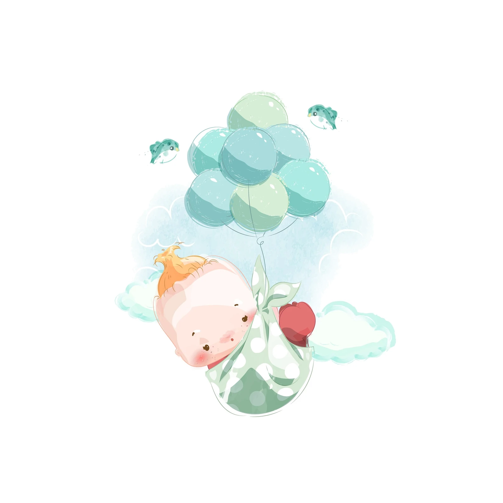 Whimsical Baby & Balloons Wall Art