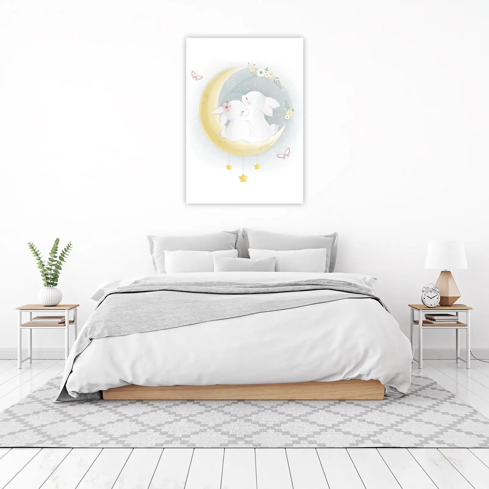 Adorable Bunny Moon Hug Wall Art