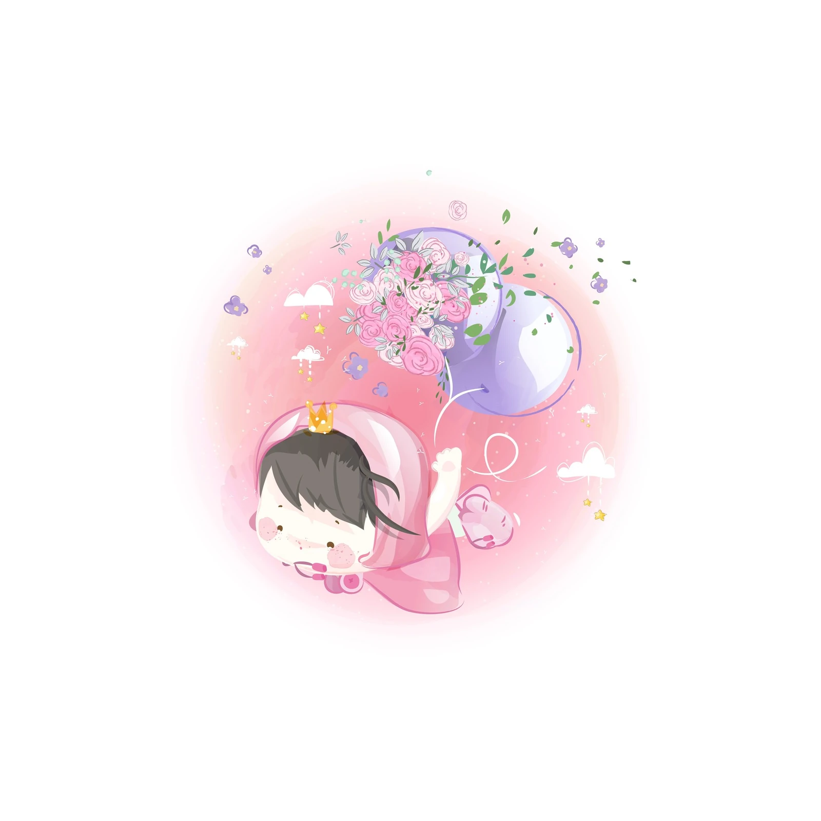 Dreamy Princess Balloon Ride Wall Art
