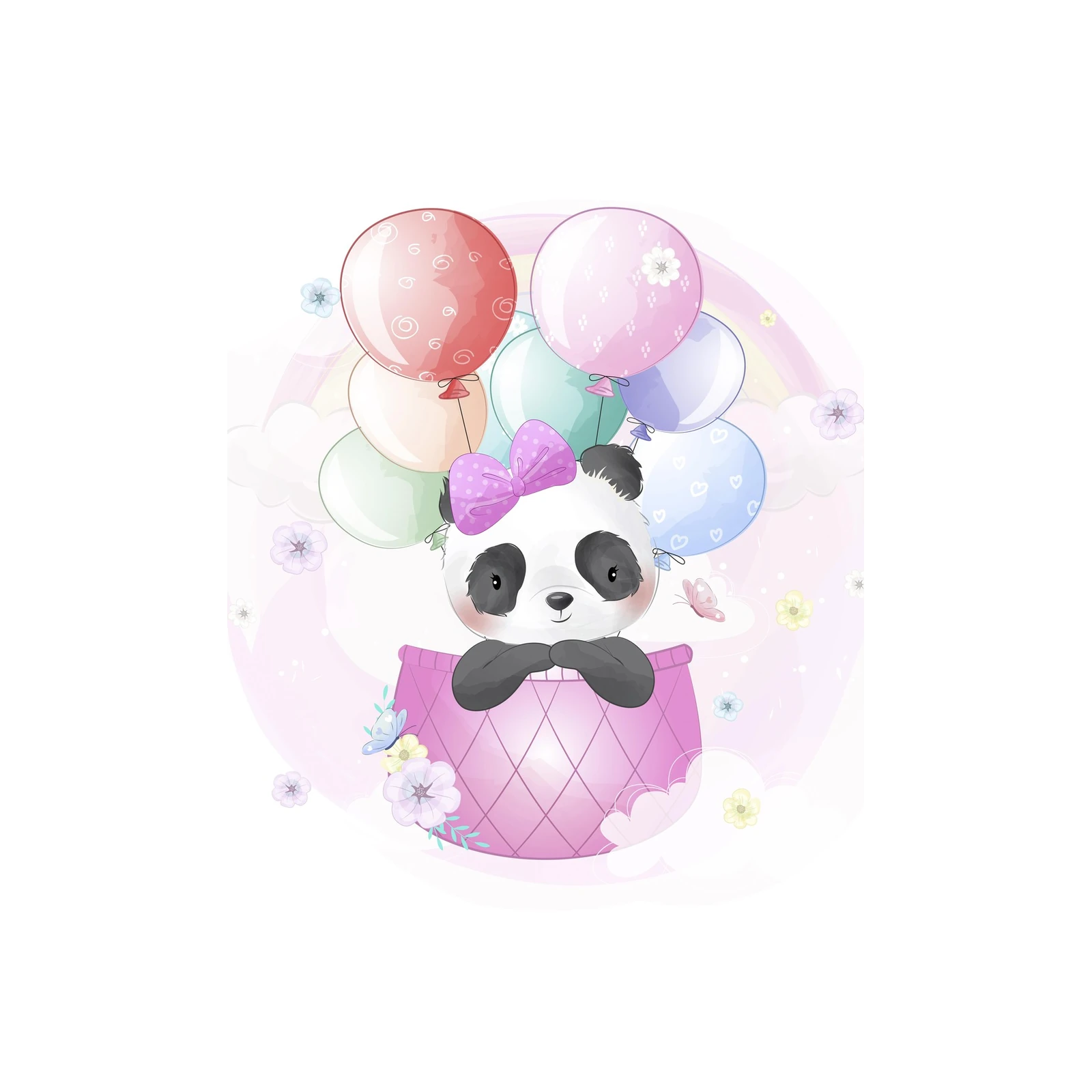 Adorable Panda Balloon Adventure Wall Art