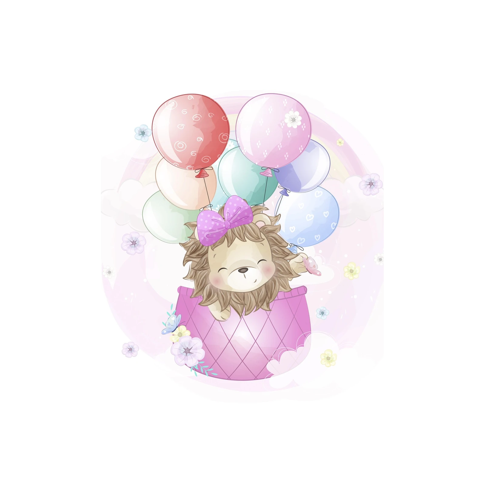 Whimsical Lion Hot Air Balloon Wall Art