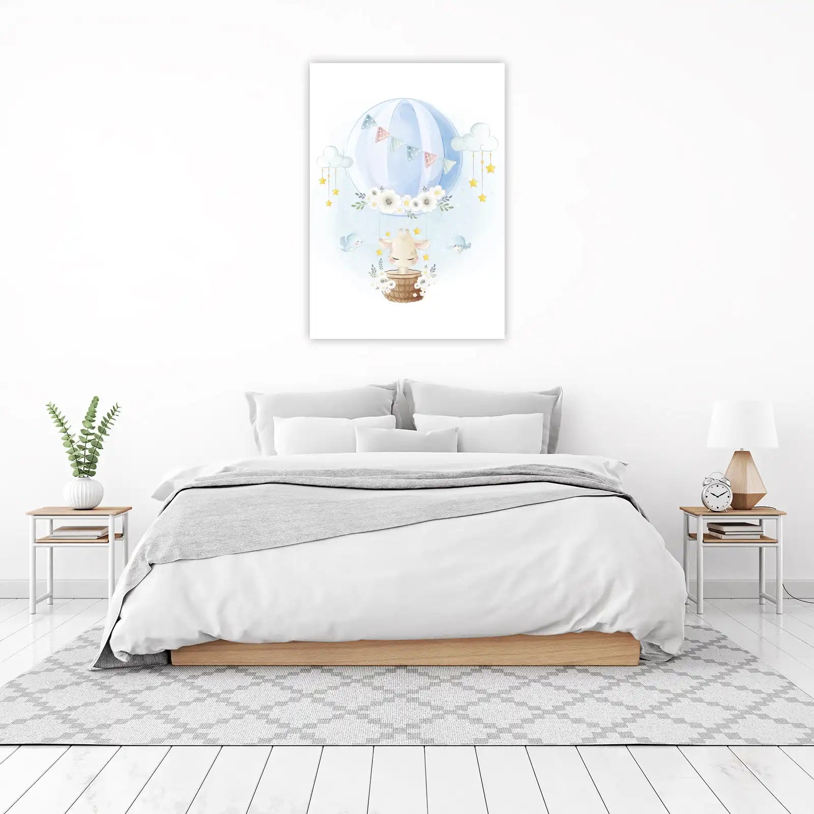 Cute Giraffe Hot Air Balloon Wall Art for Nursery