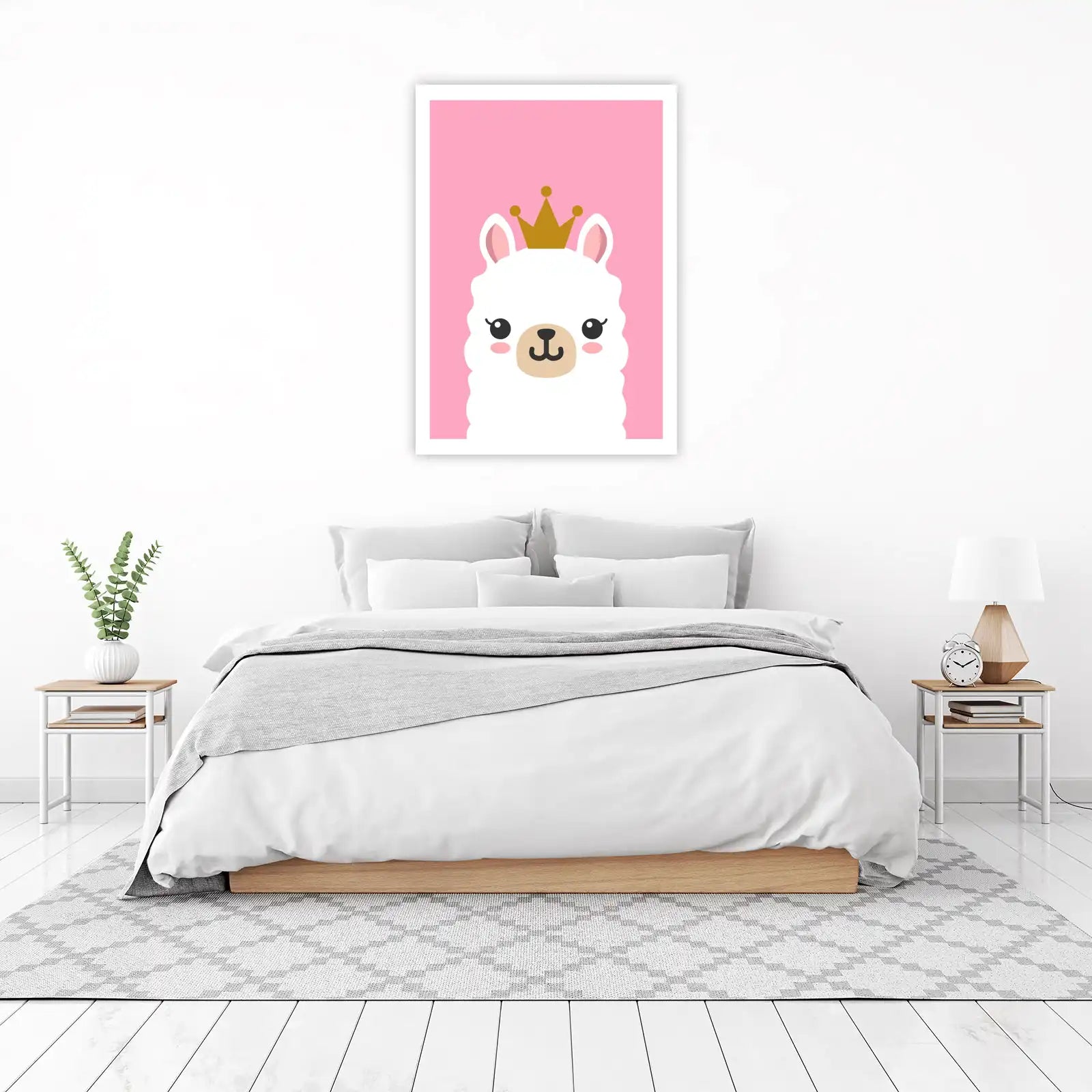 Cute Princess Llama Crown Wall Art