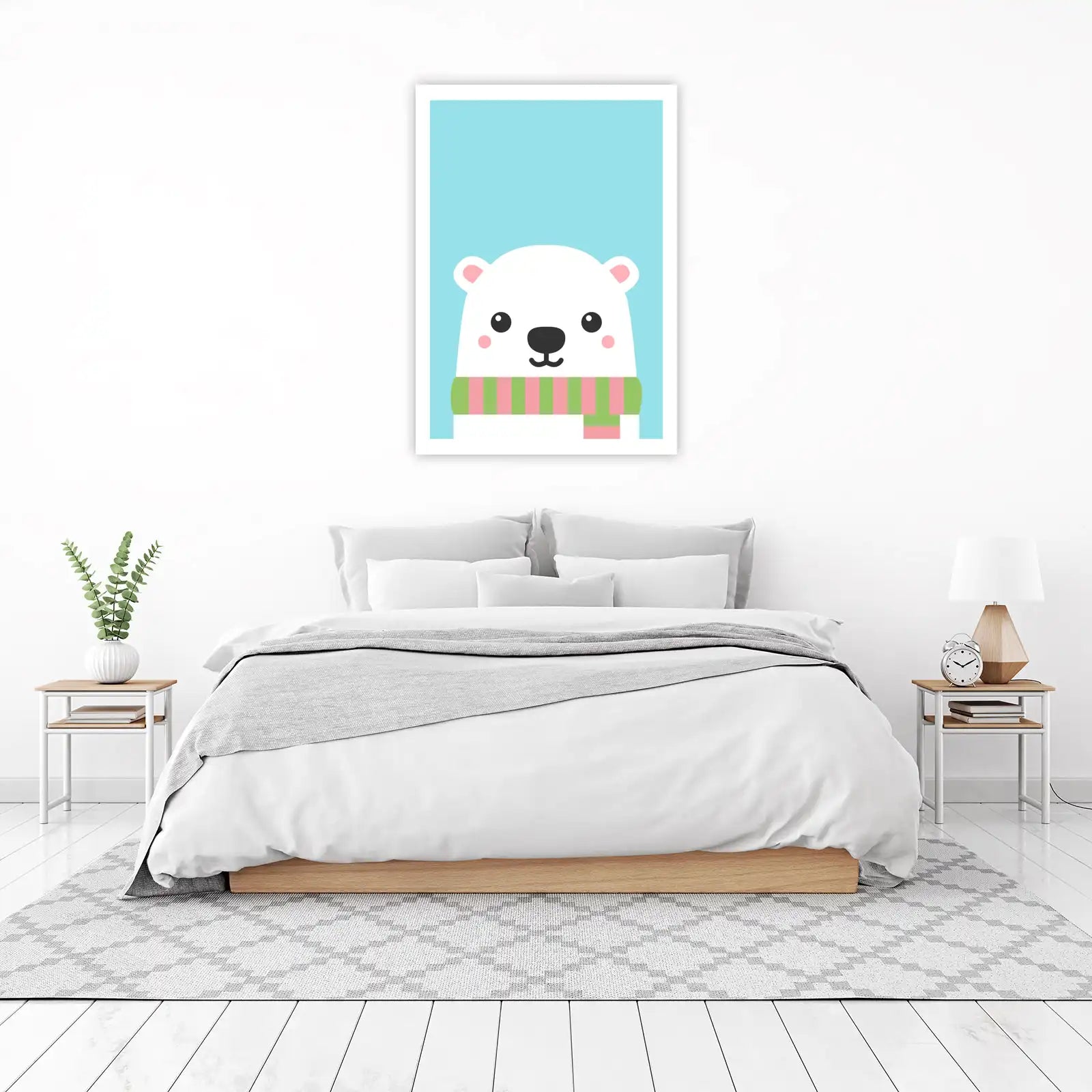 Adorable Polar Bear Winter Scarf Wall Art