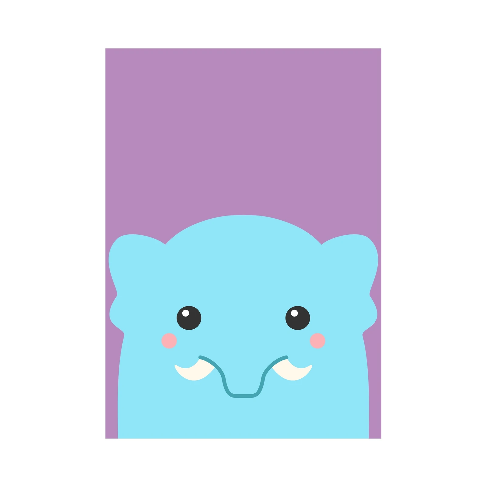 Cute Blue Elephant Happy Face Wall Art