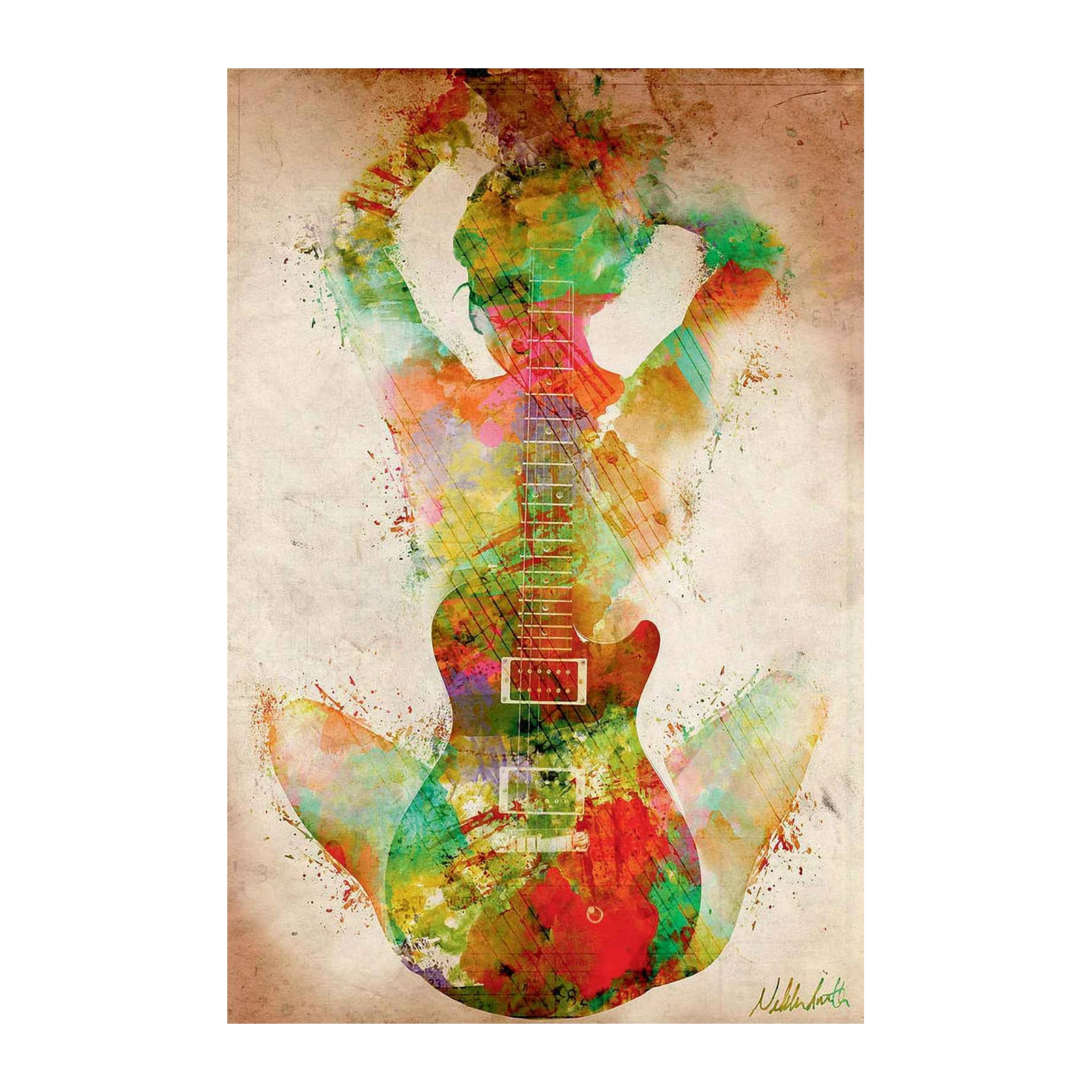 Vibrant Guitar Abstract Wall Art